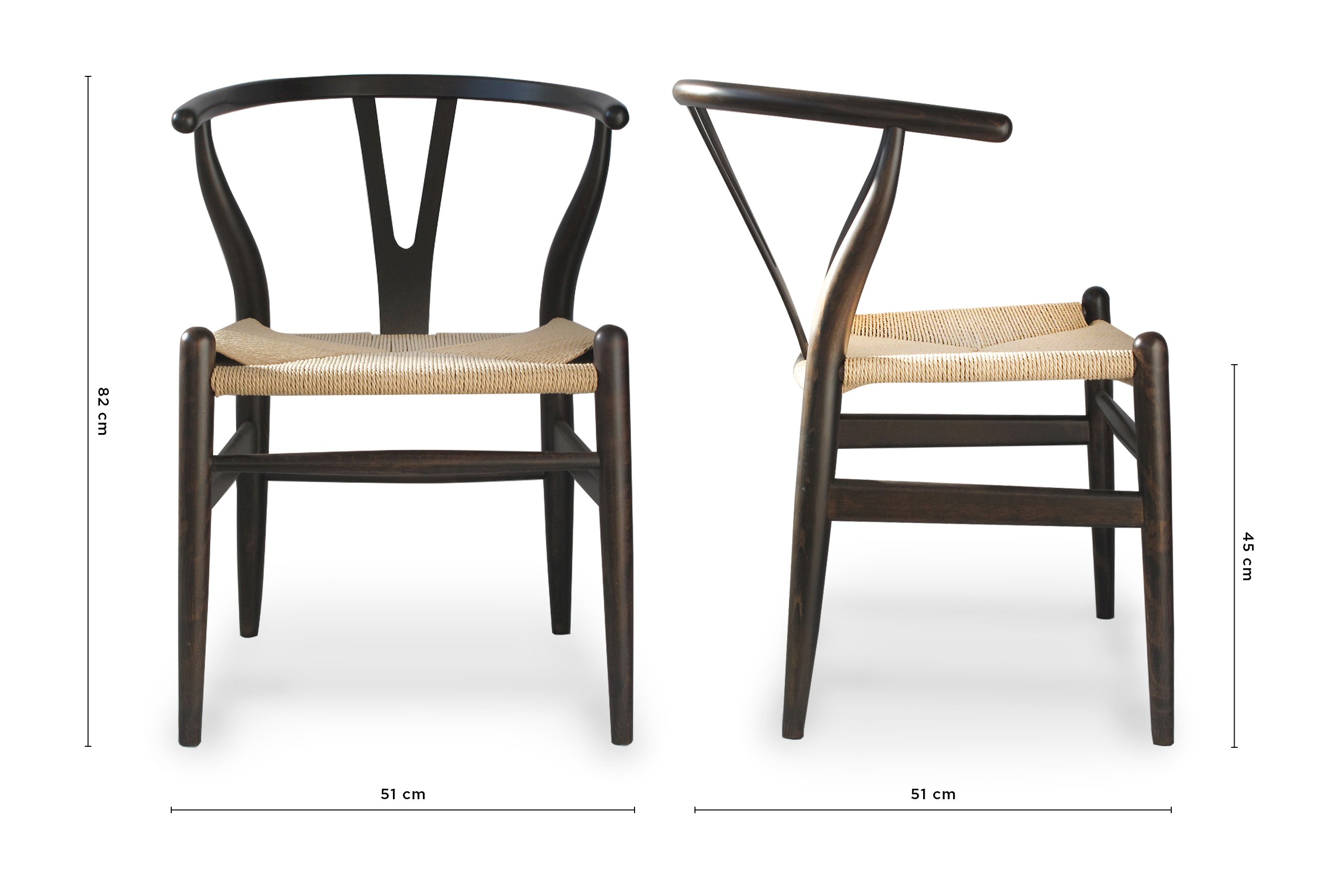 Nordic Y Back Dining Chair – Brown / Natural Weave 5