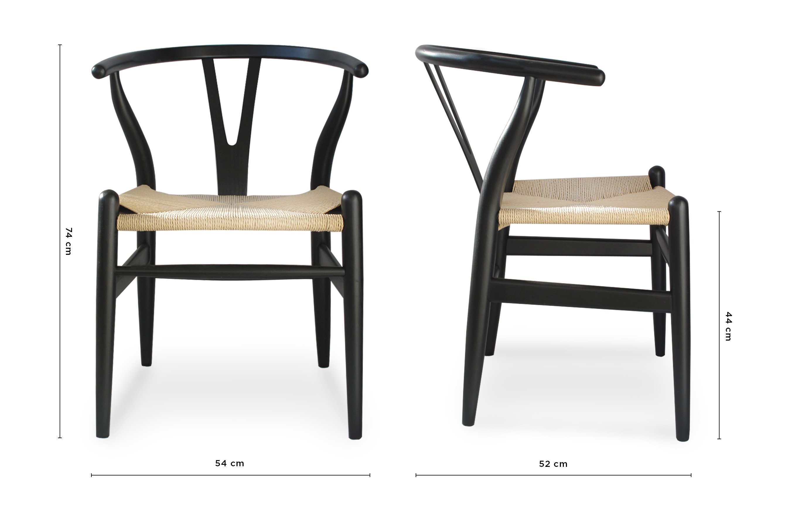 Nordic Y Back Dining Chair – Black / Natural Weave 5