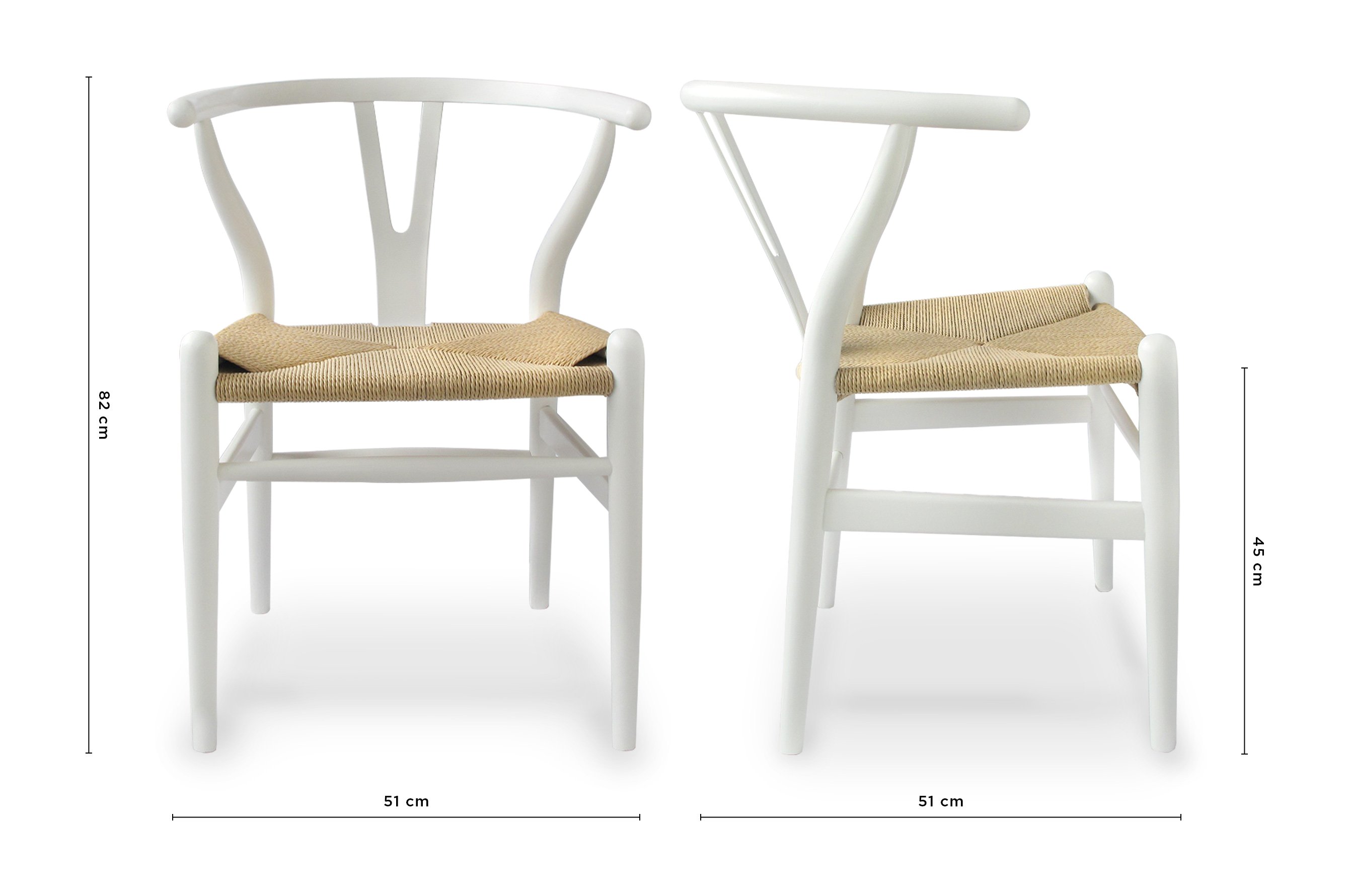 Nordic Y Back Dining Chair – White / Natural Weave 5