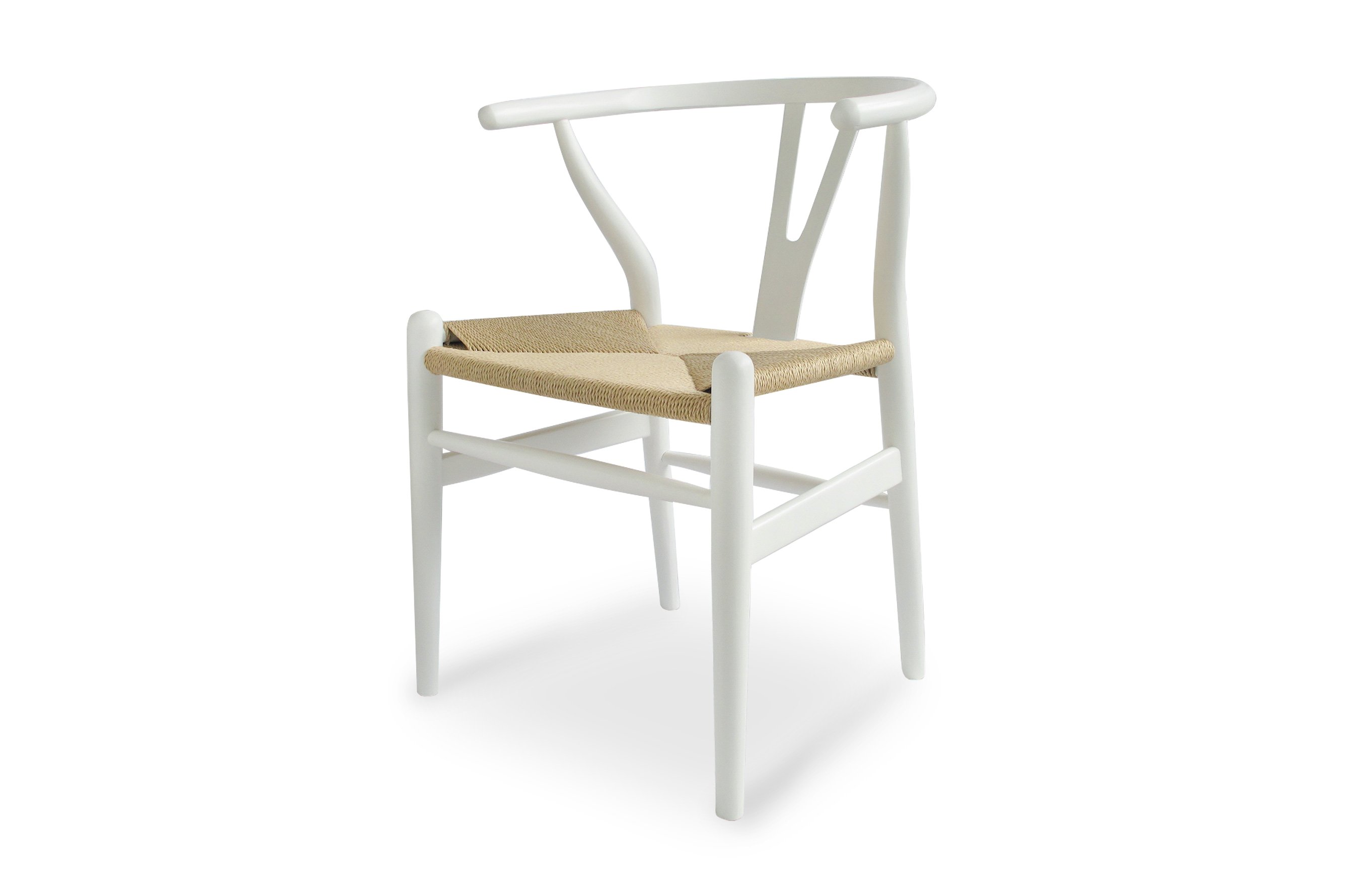 Nordic Y Back Dining Chair – White / Natural Weave 2