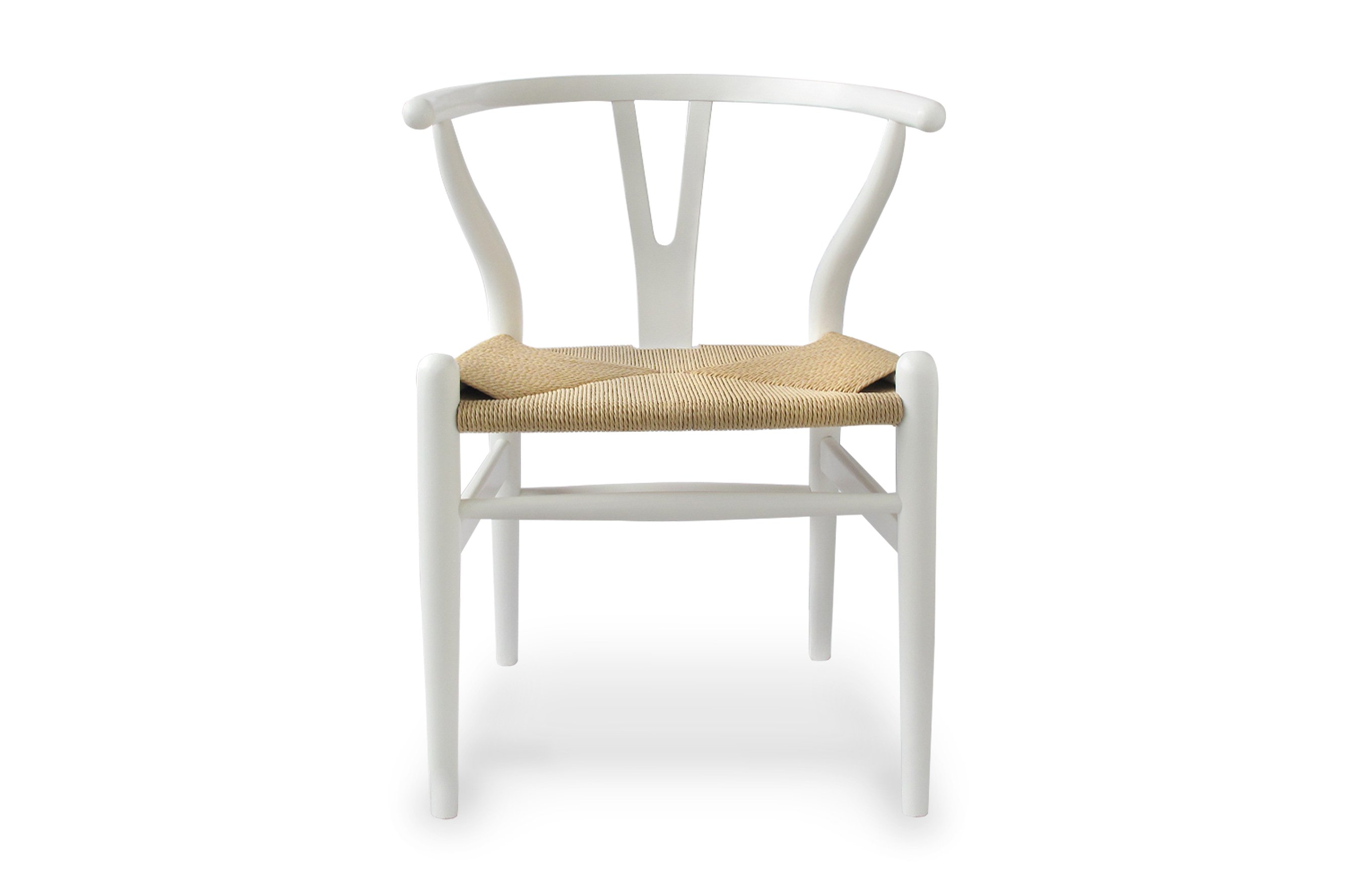 Nordic Y Back Dining Chair – White / Natural Weave 1