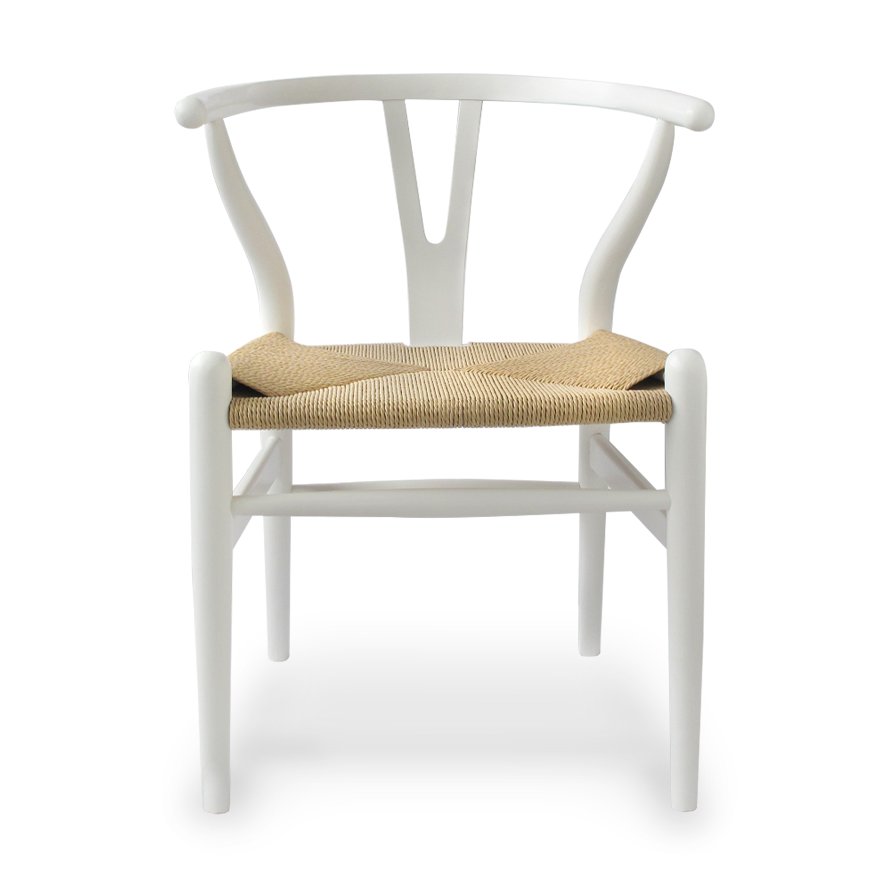 Nordic Y Back Dining Chair – White / Natural Weave 0
