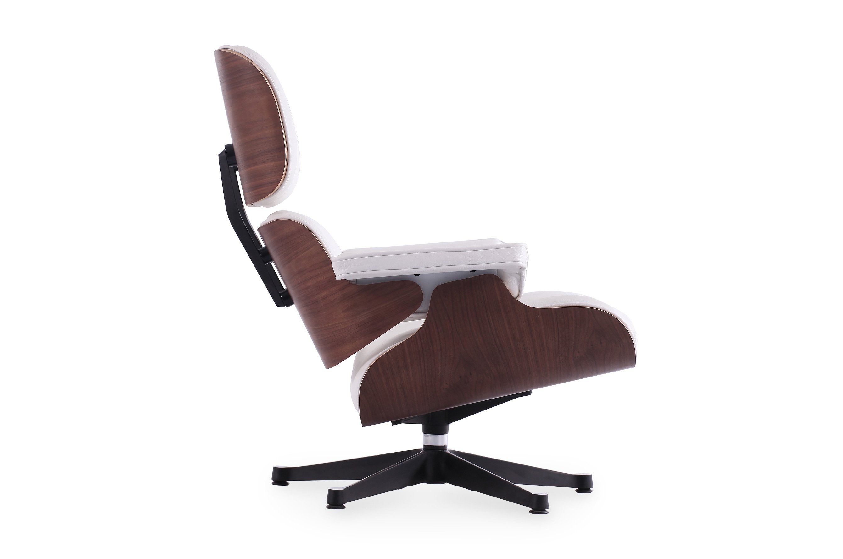 The Lounge Chair & Ottoman Premium – White / Walnut 3