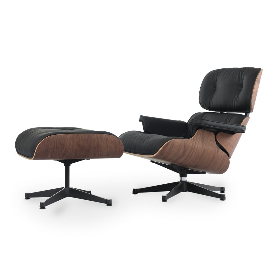 The Lounge Chair & Ottoman Premium – Black / Walnut 2