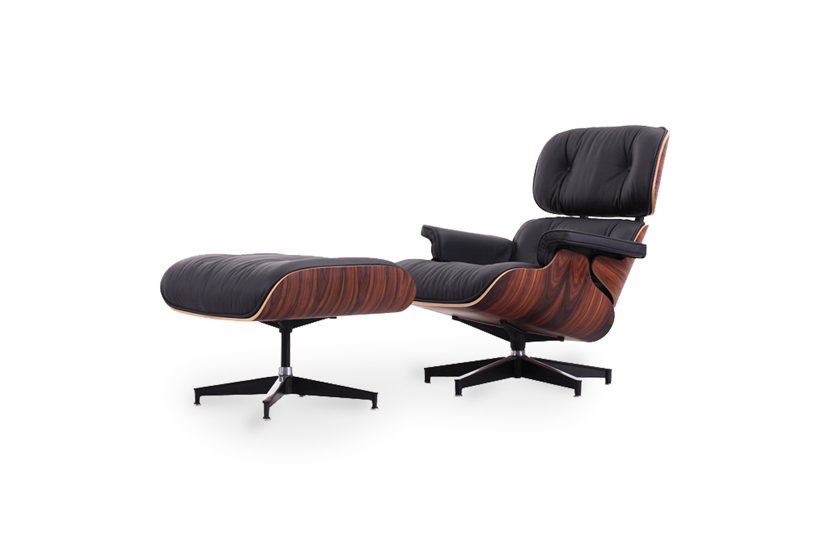 The Lounge Chair & Ottoman – Premium Black / Rosewood 1