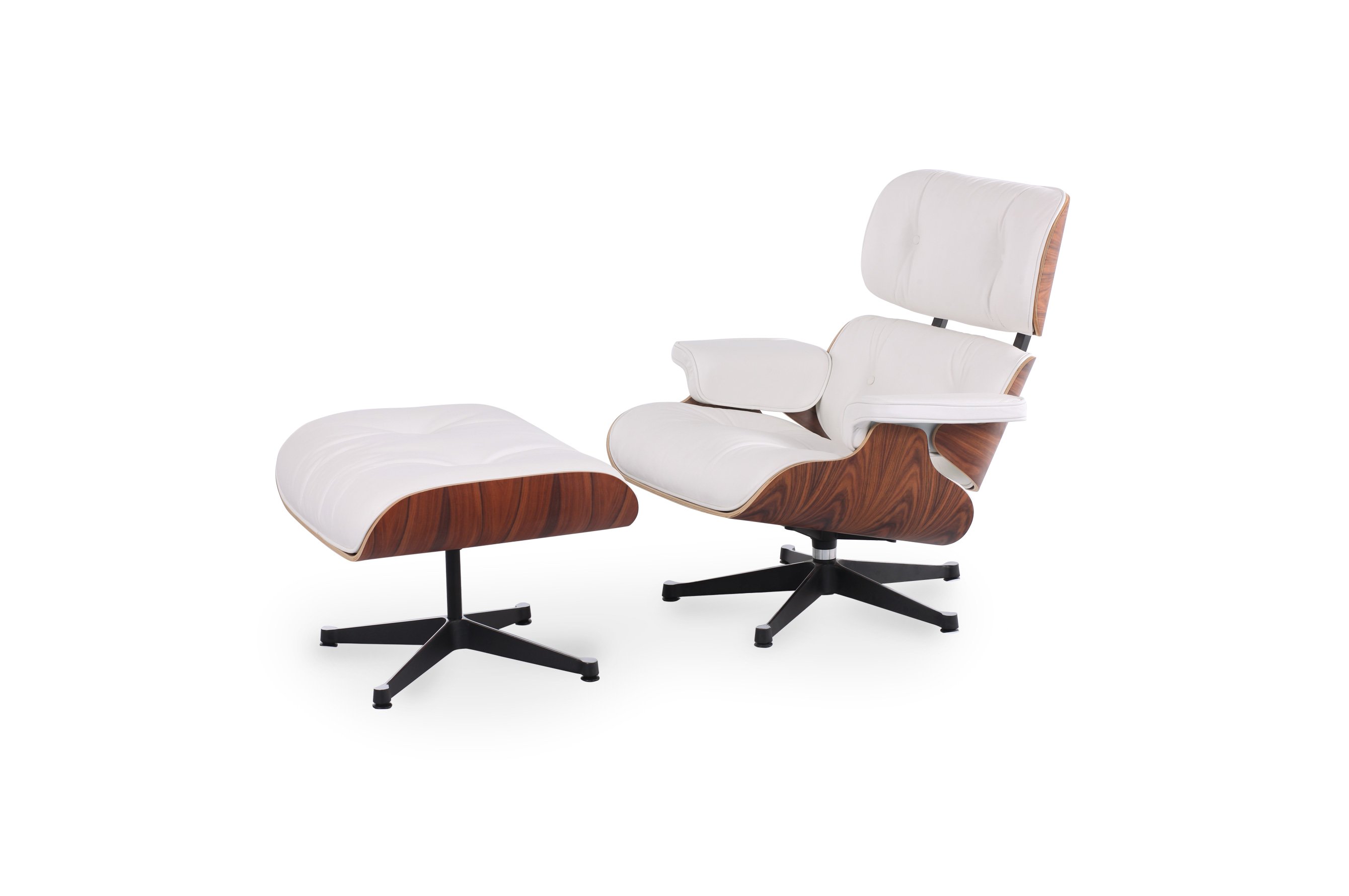 The Lounge Chair & Ottoman – Premium White / Rosewood 1