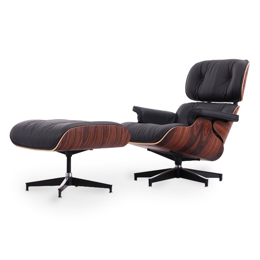 The Lounge Chair & Ottoman – Premium Black / Rosewood 0