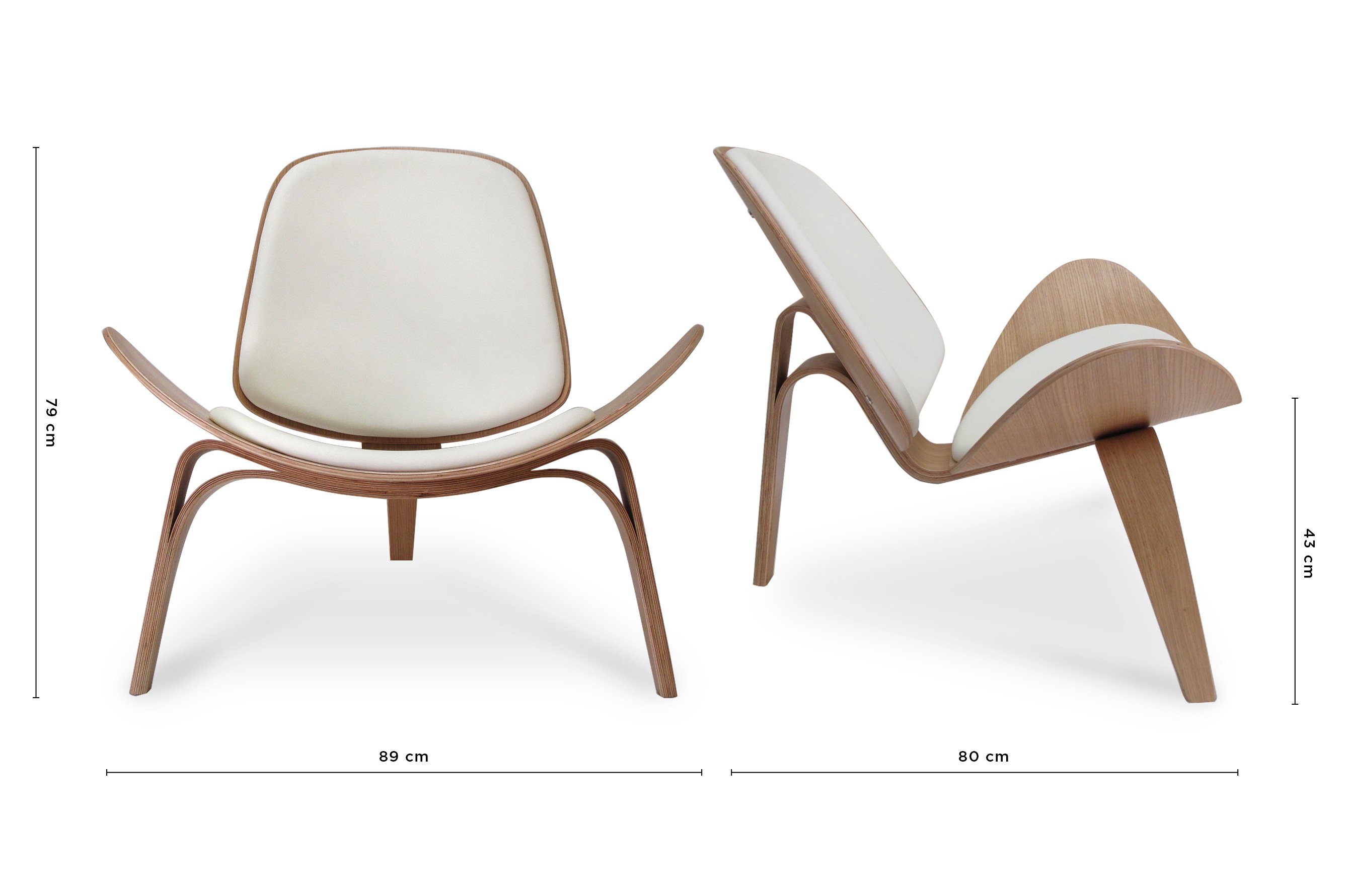 Nordic Wing Chair – Oak / White Leather 5