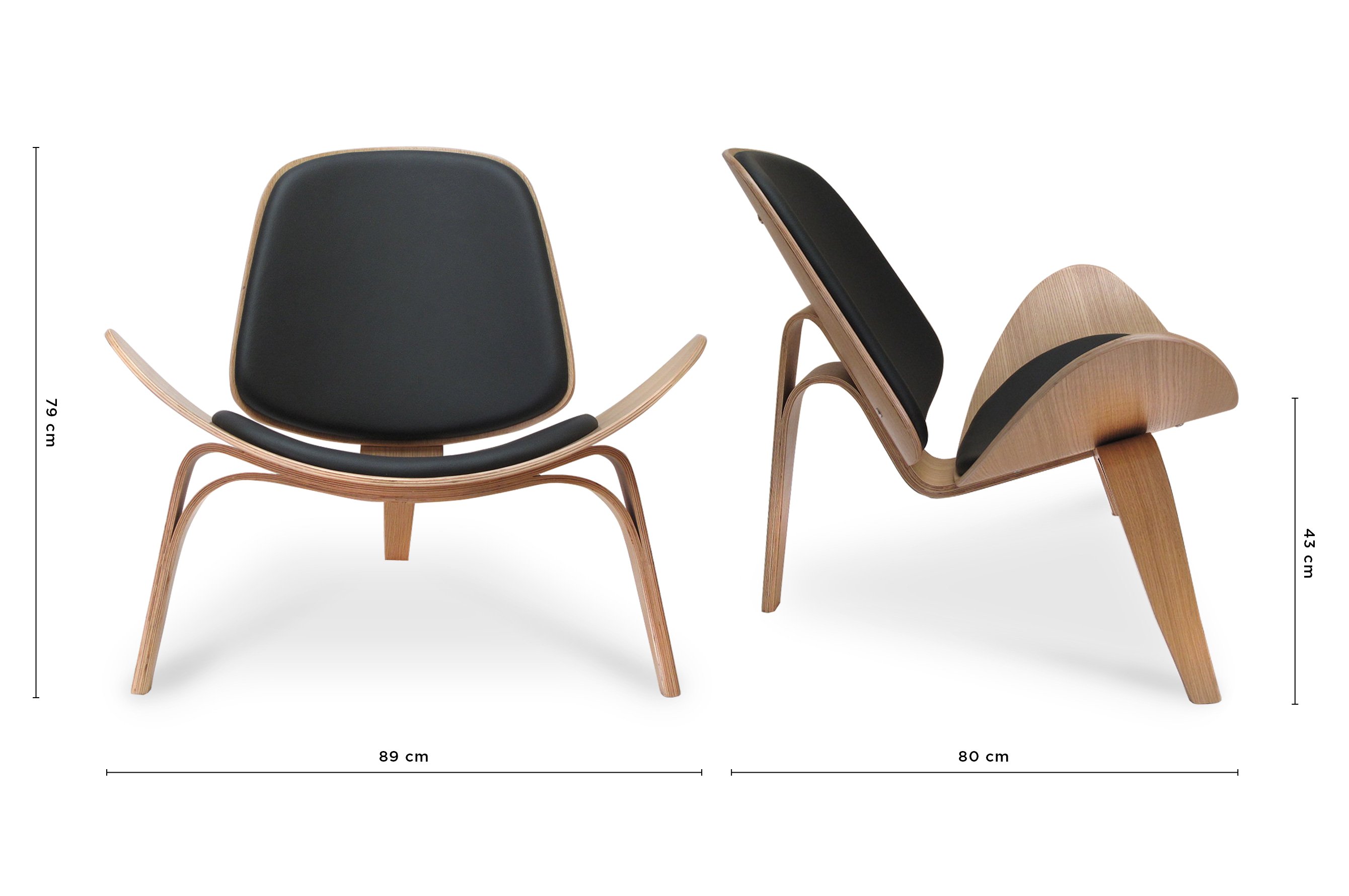 Nordic Wing Chair – Oak / Black Leather 5