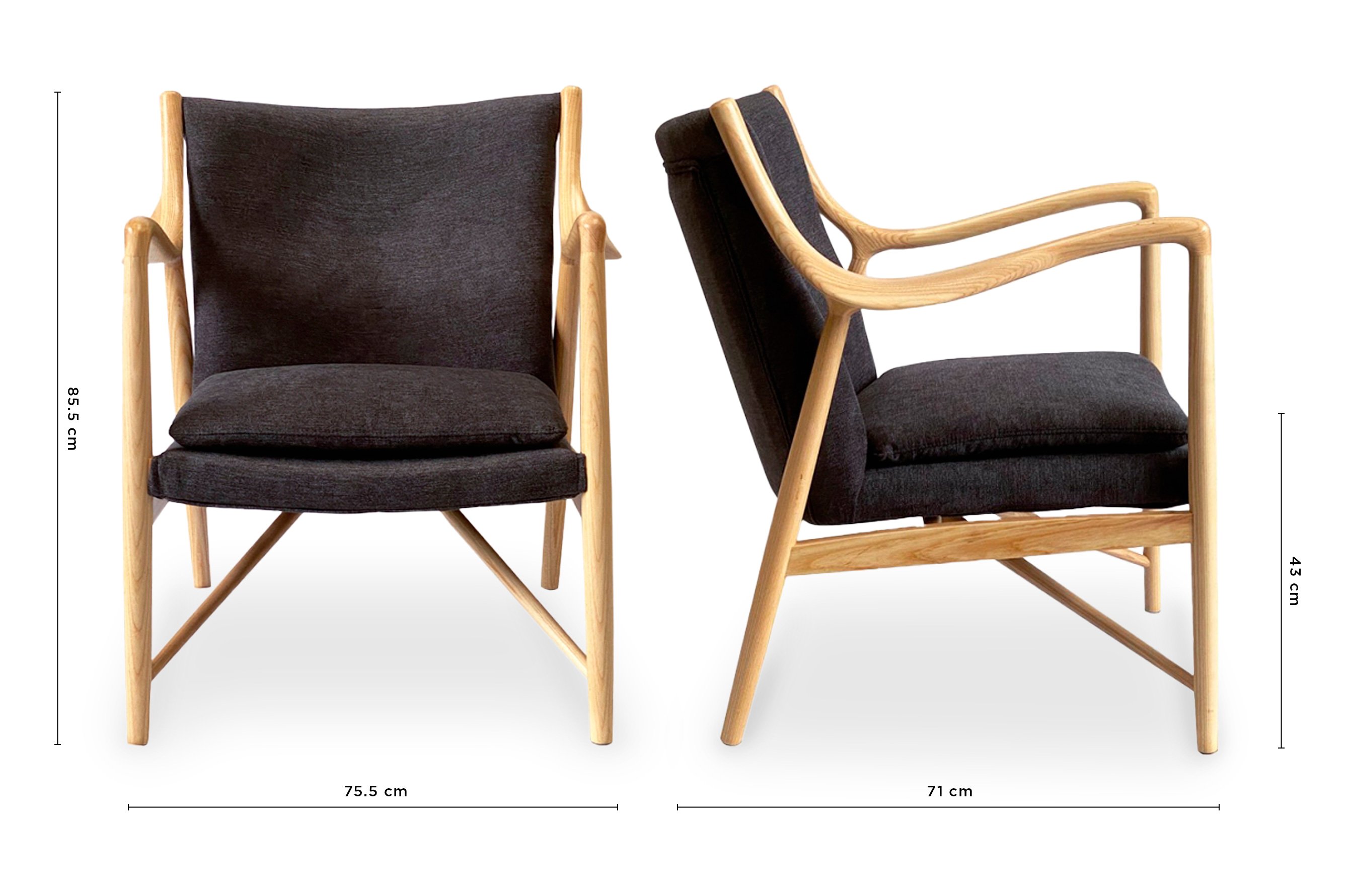 Odin Armchair – Charcoal / Ash Wood 5