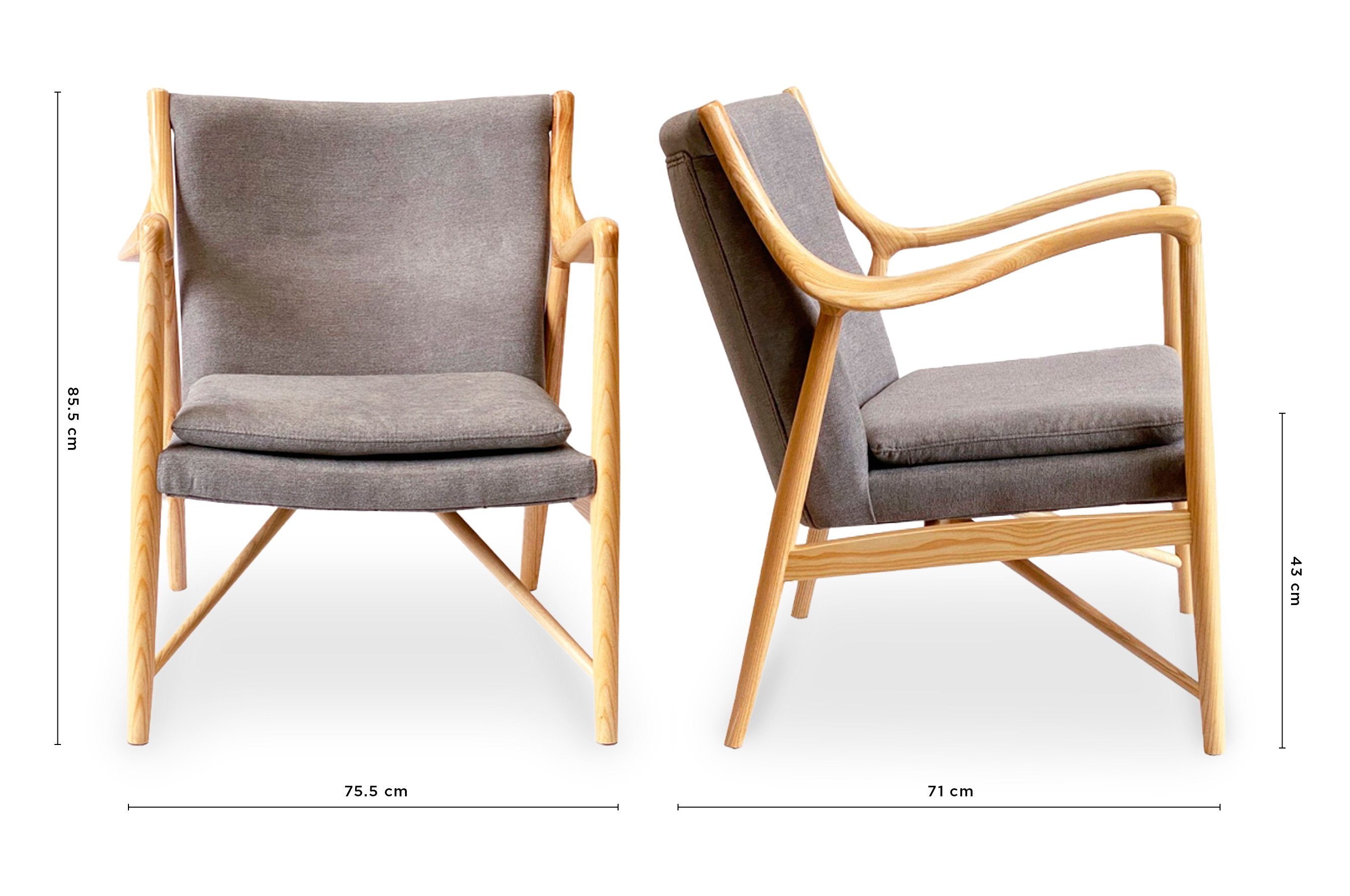 Odin Armchair Light Grey / Ash Wood 6