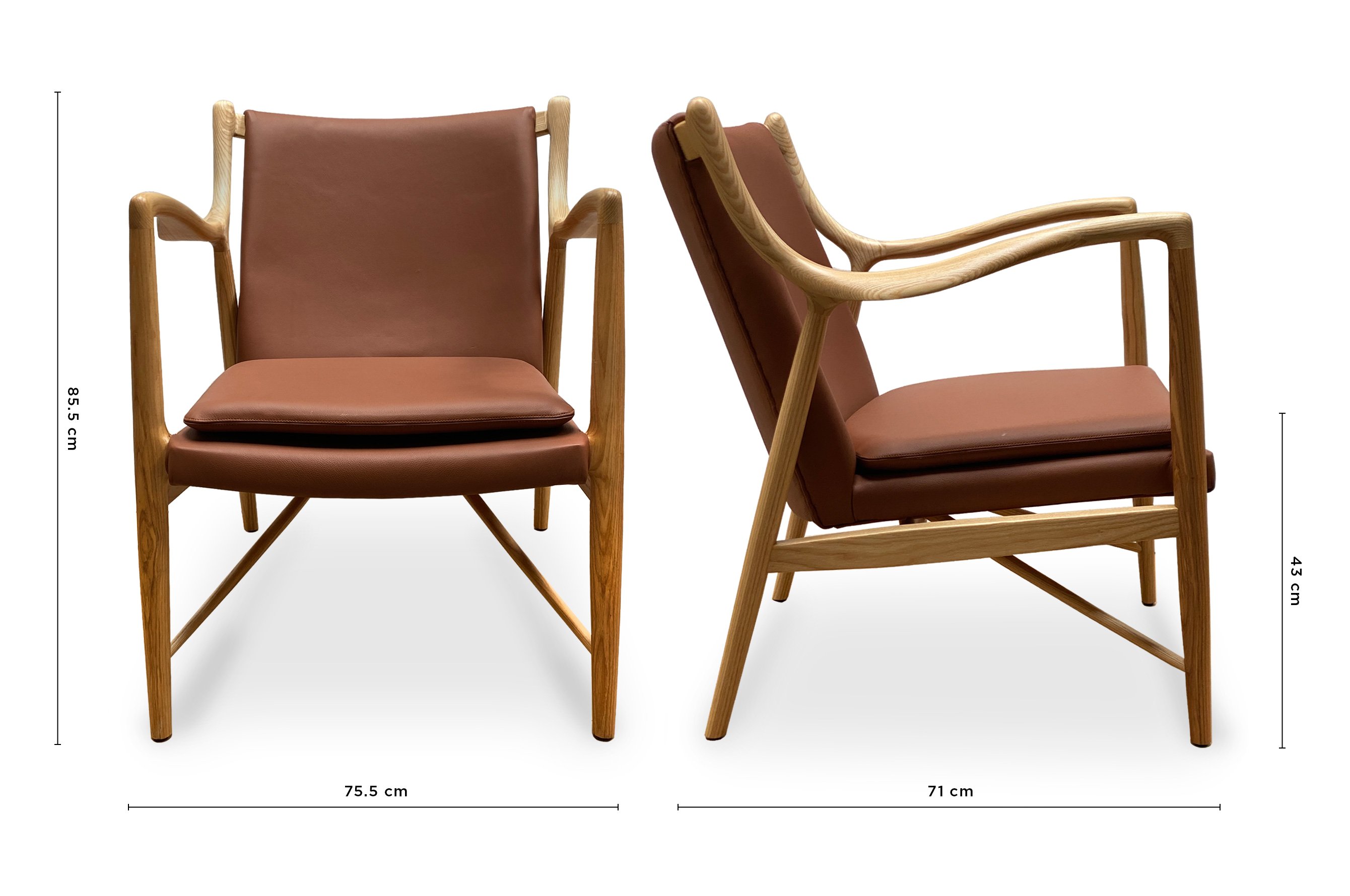 Odin Armchair – Leather Tan / Ash Wood 6