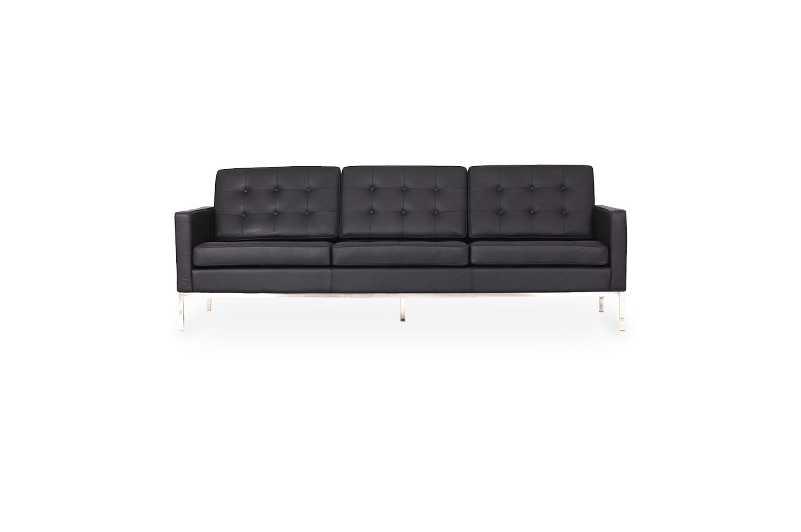 Replica Florence Knoll 3 Seater Sofa – Black Leather 1