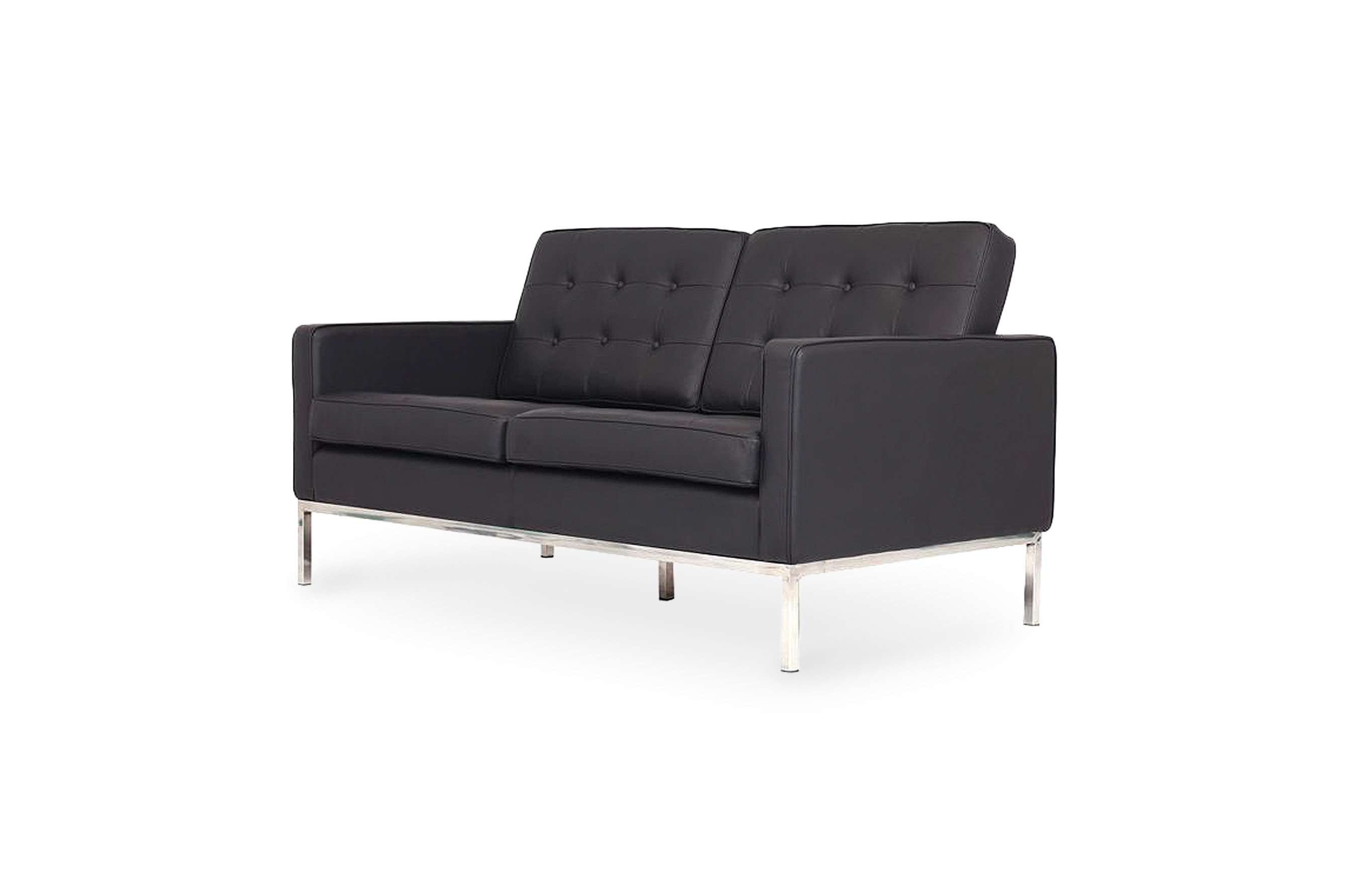 Replica Florence Knoll 2 Seater Sofa – Black Leather 2