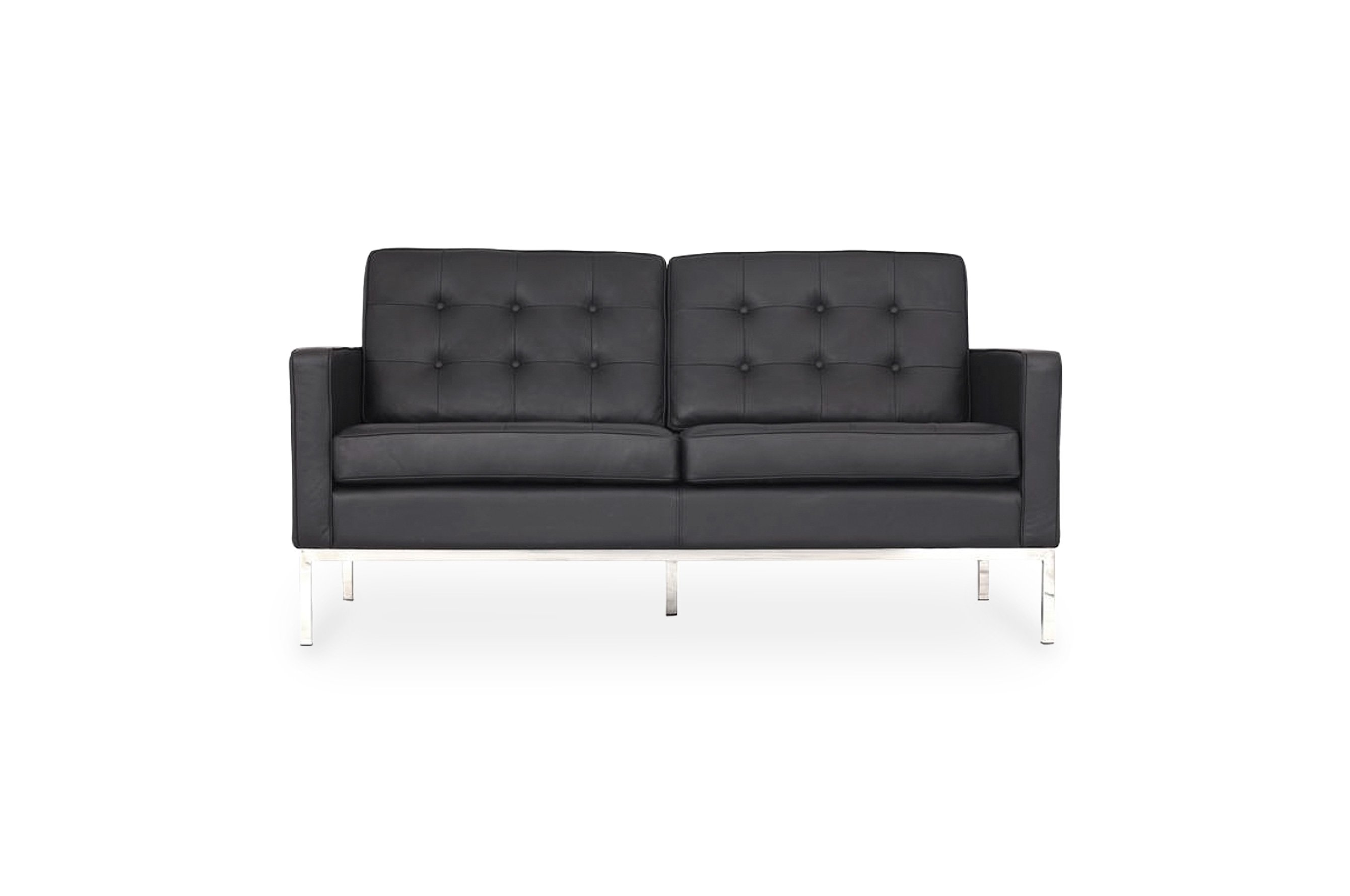 Replica Florence Knoll 2 Seater Sofa – Black Leather 1