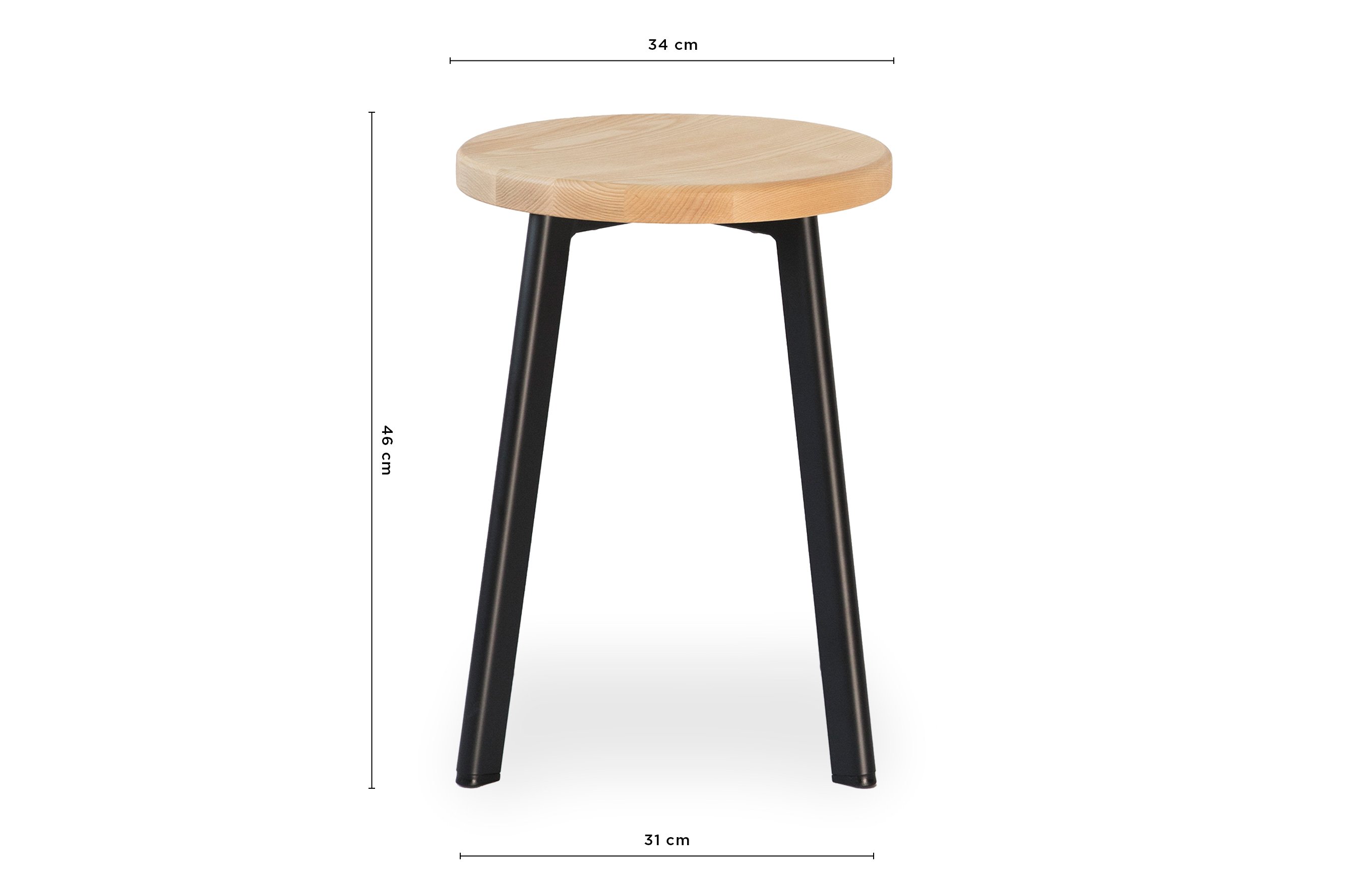 Jonty Stool 46cm – Matt Black / Ash Wood Seat 5