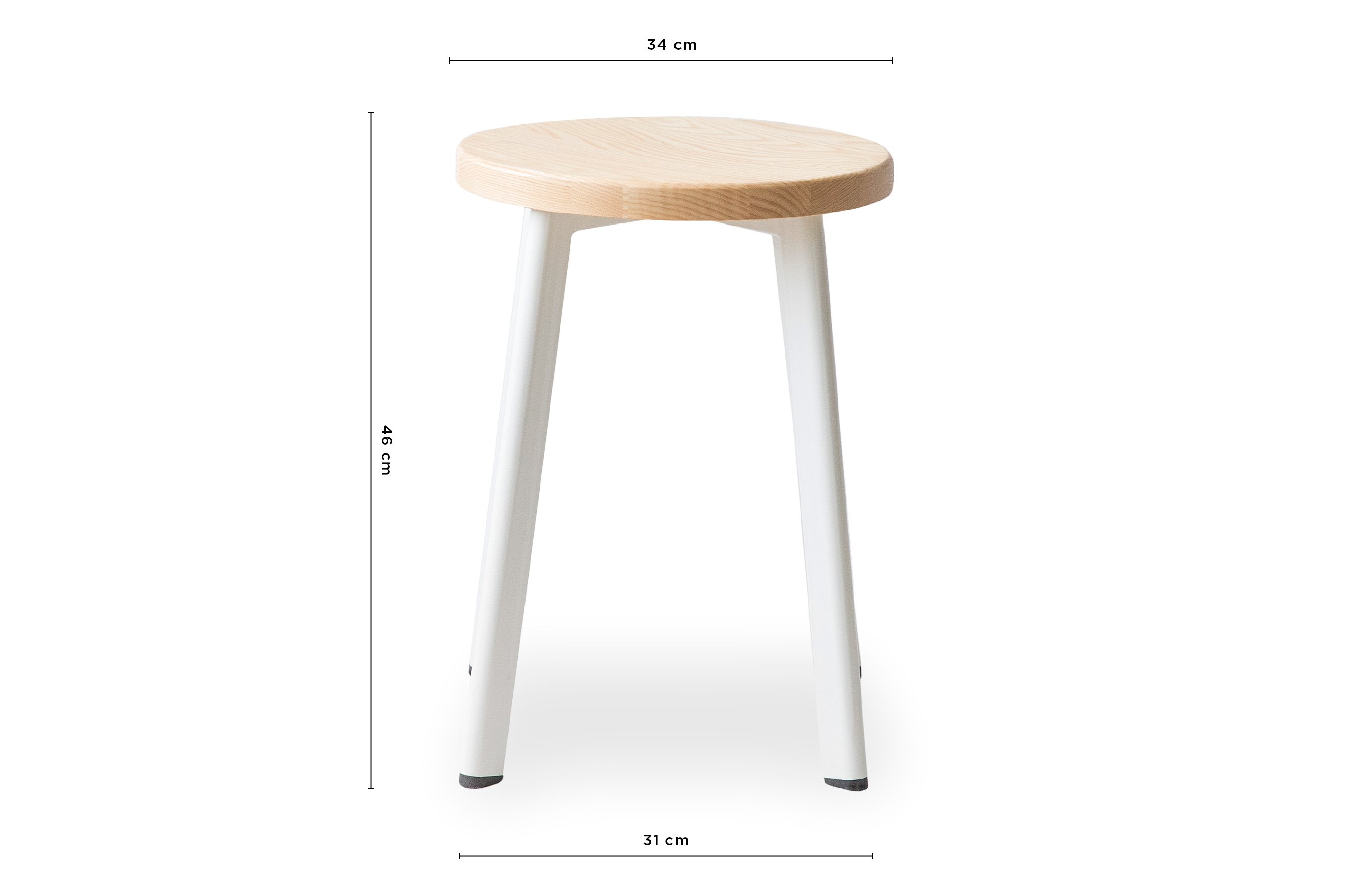 Jonty Stool 46cm – White / Ash Wood Seat 5