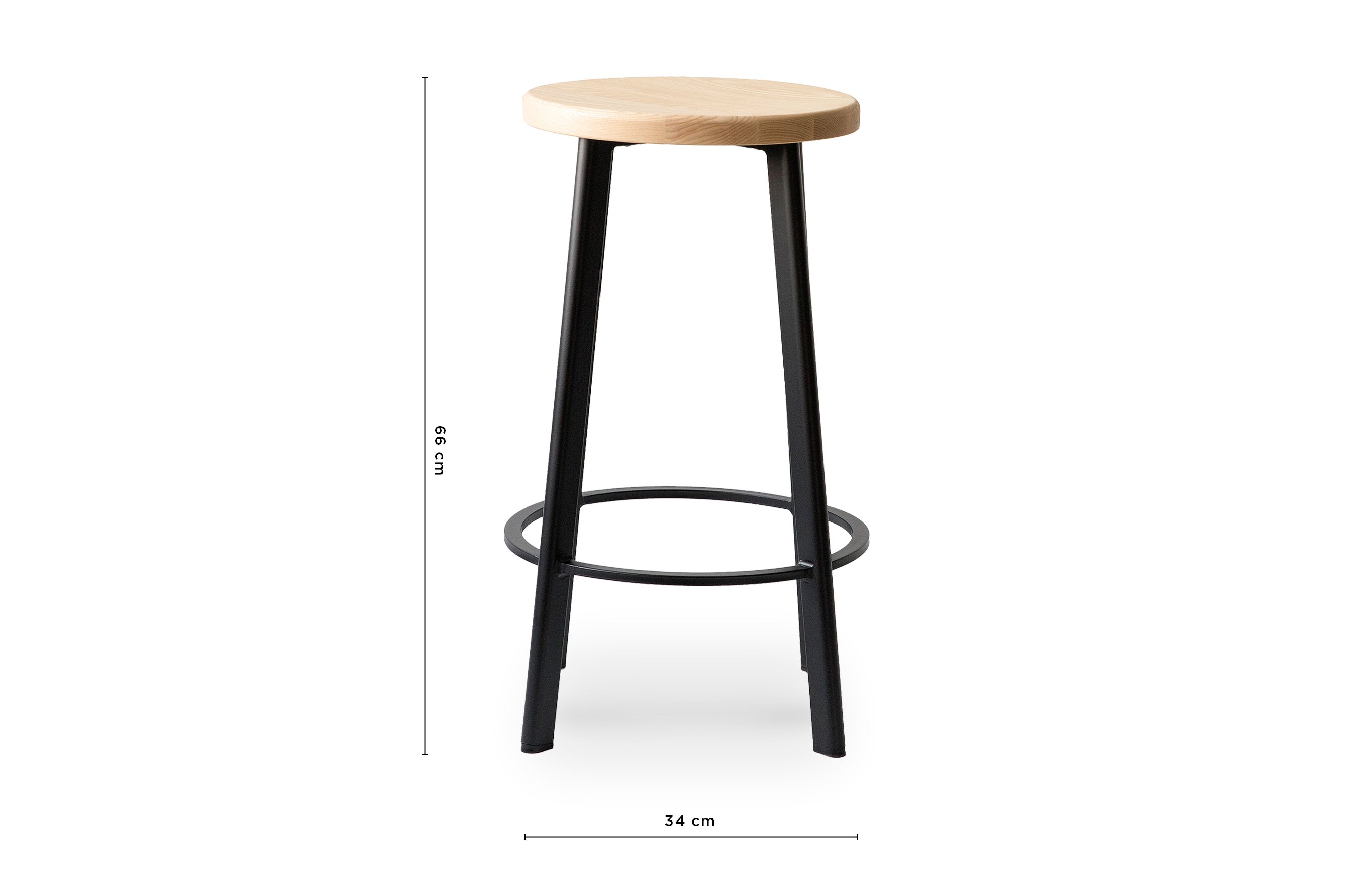 Jonty Barstool 66cm – Matt Black / Ash Wood Seat 6