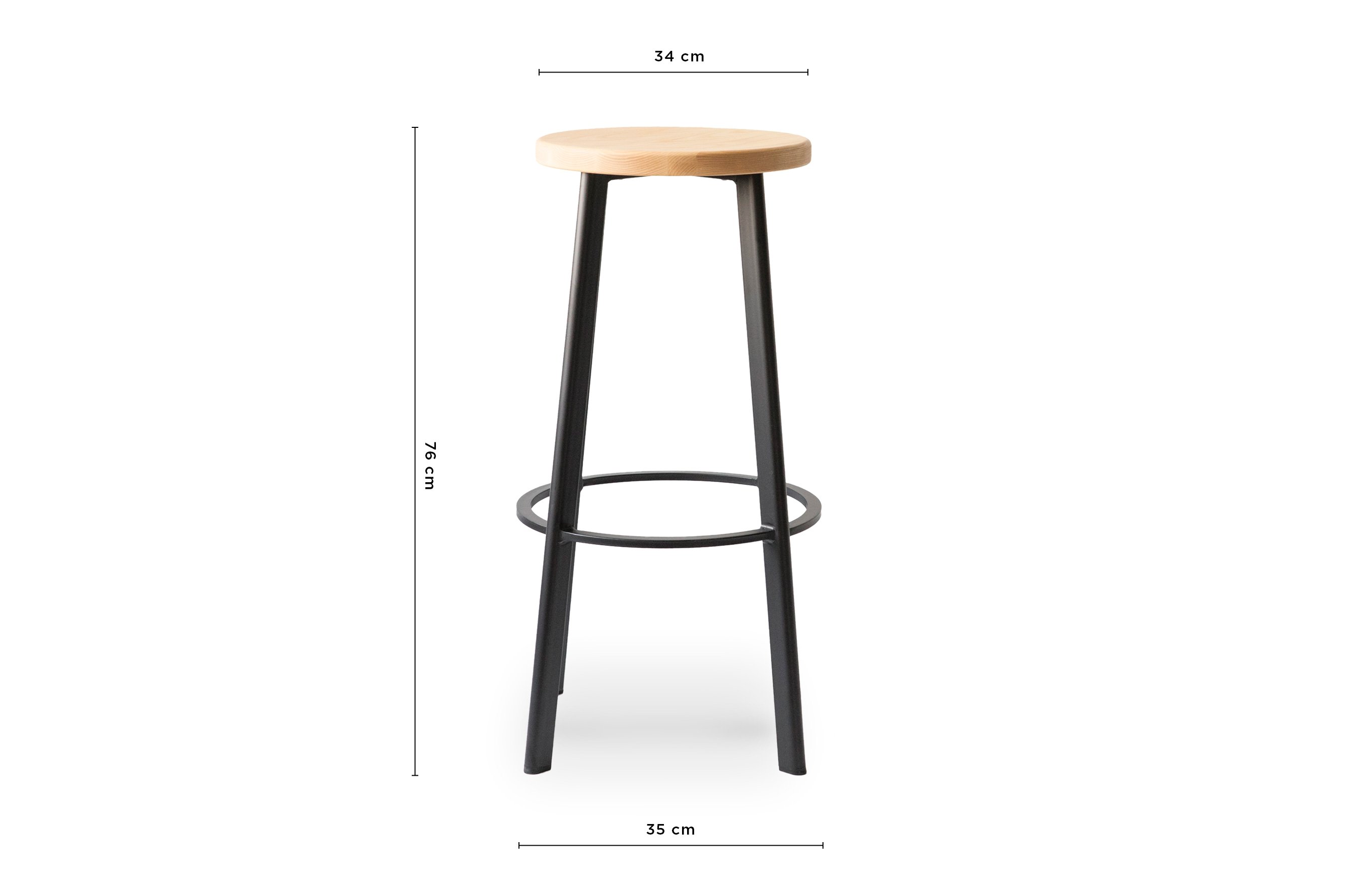 Jonty Barstool 76cm – Matt Black / Ash Wood Seat 6