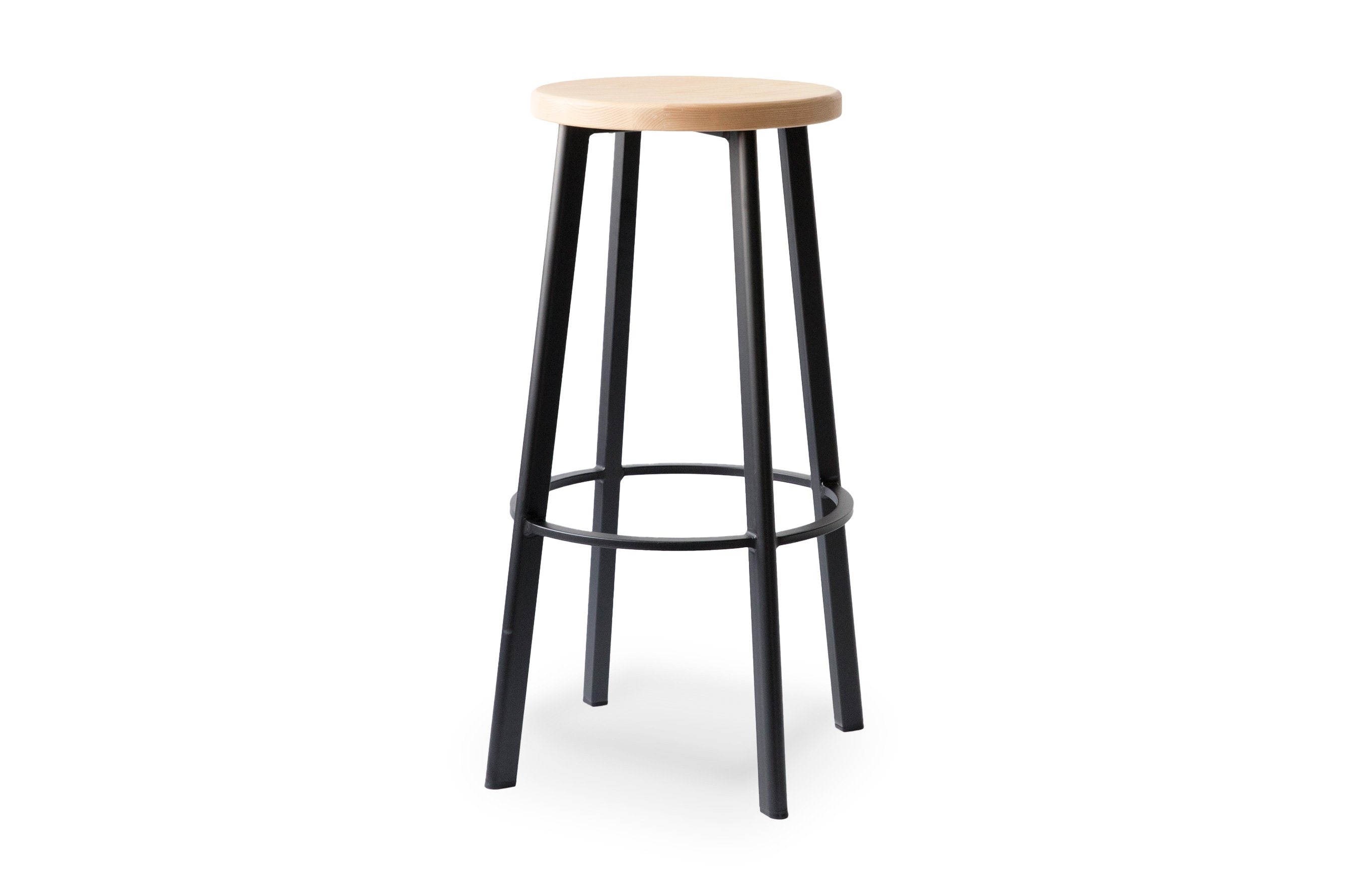 Jonty Barstool 76cm – Matt Black / Ash Wood Seat 2