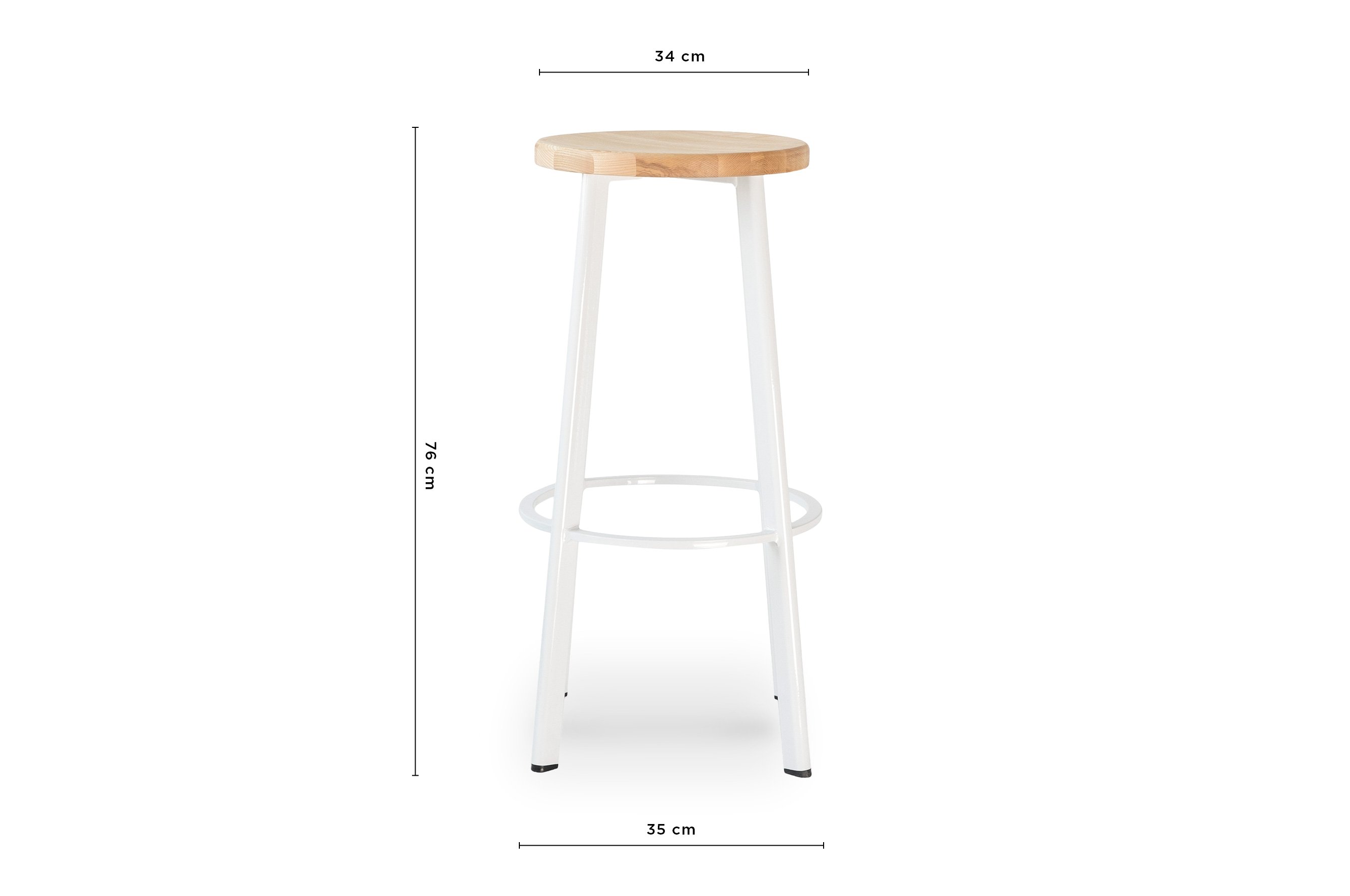Jonty Barstool 76cm – Matt White / Ash Wood Seat 5