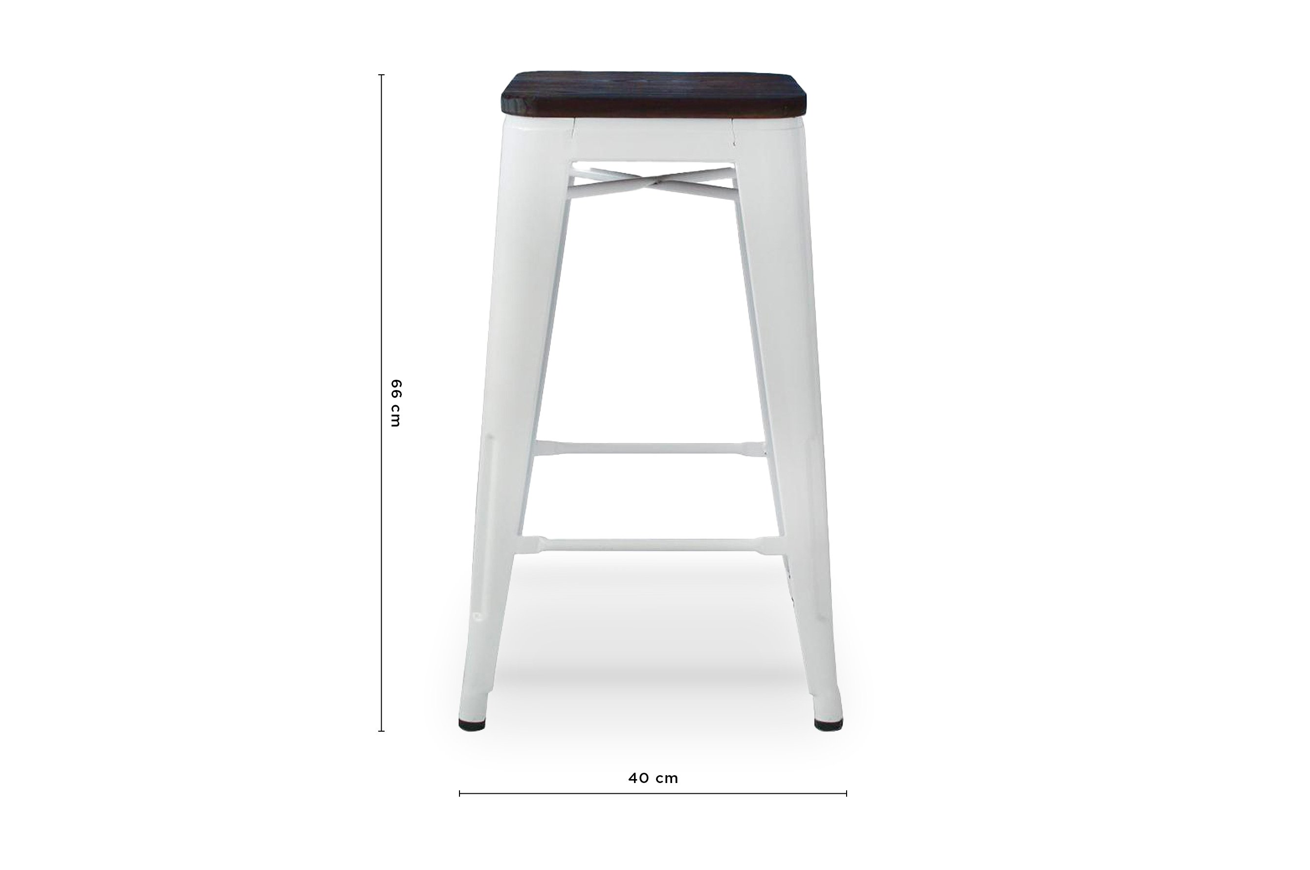 Amelie Stool 66cm – Matt White / Dark Elm Wood 4