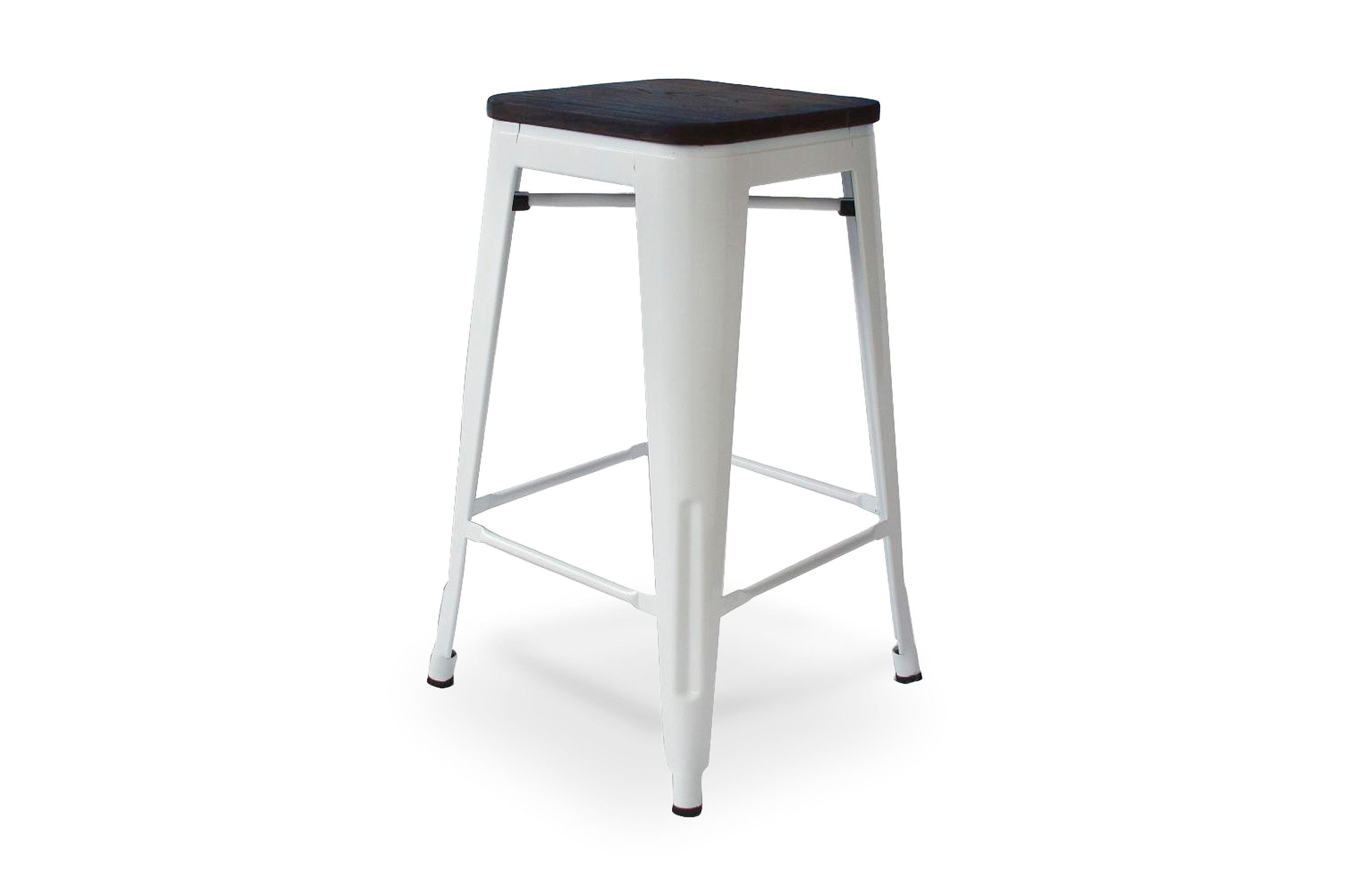 Amelie Stool 66cm – Matt White / Dark Elm Wood 2