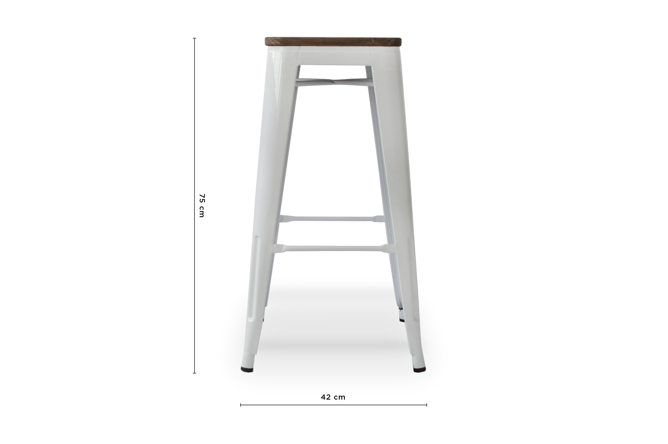 Amelie Stool 75cm – Matt White / Dark Elm Wood 4