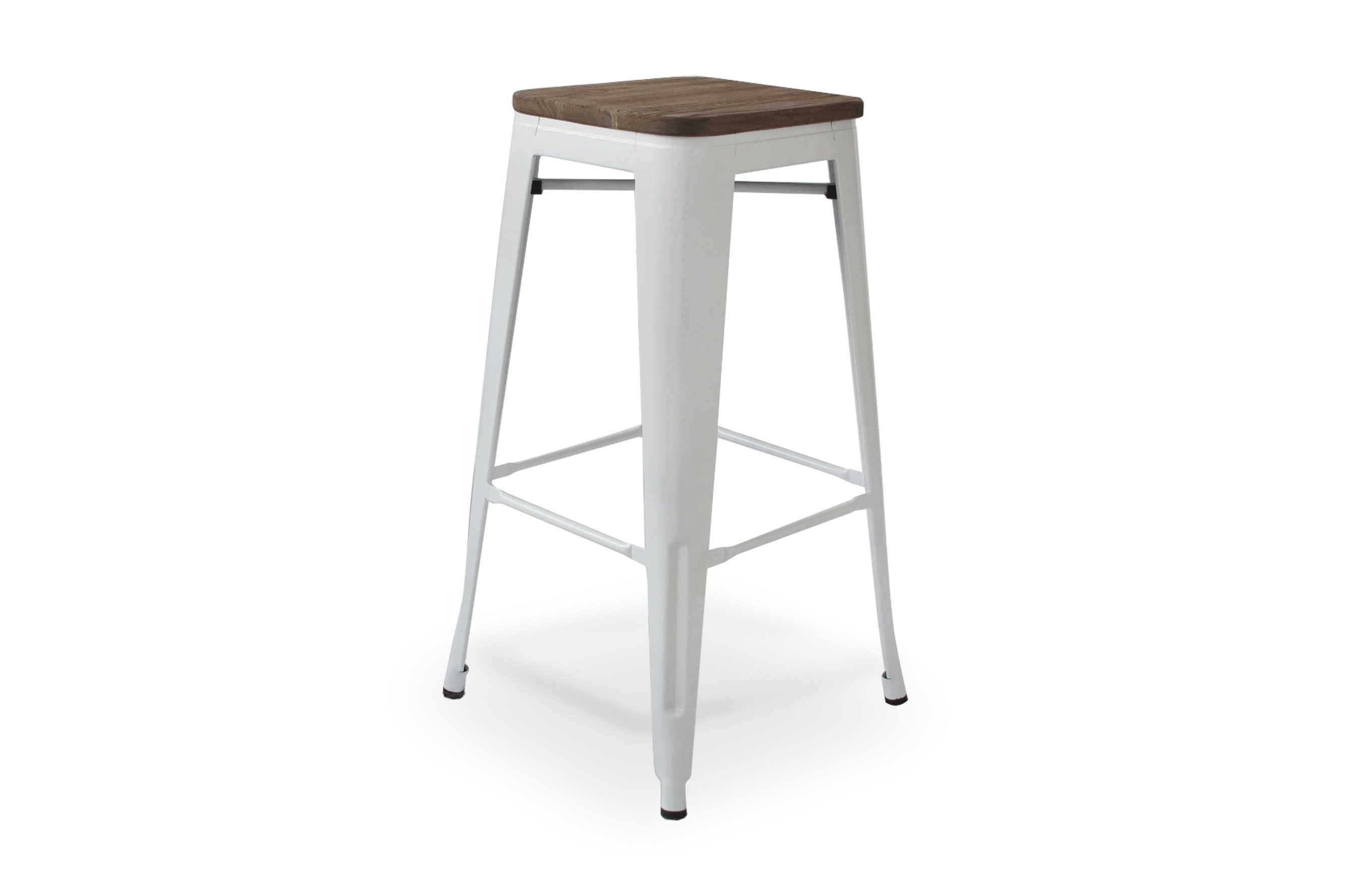 Amelie Stool 75cm – Matt White / Dark Elm Wood 2