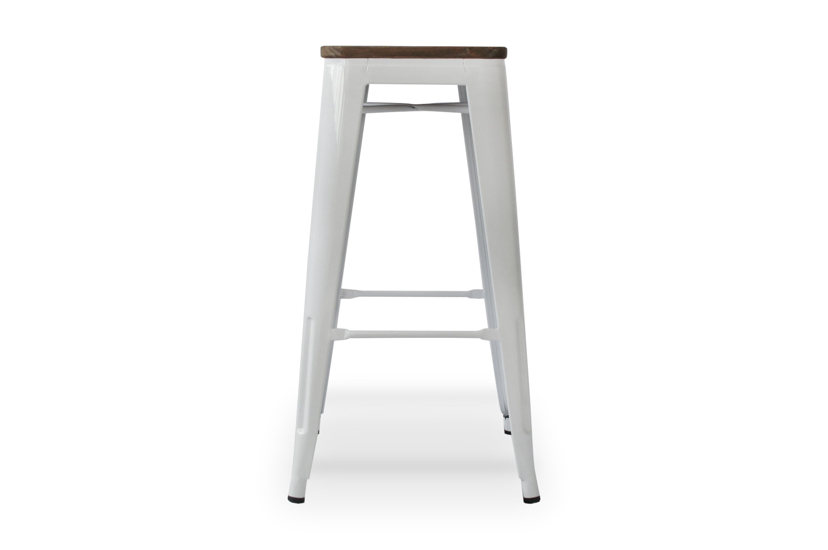 Amelie Stool 75cm – Matt White / Dark Elm Wood 1