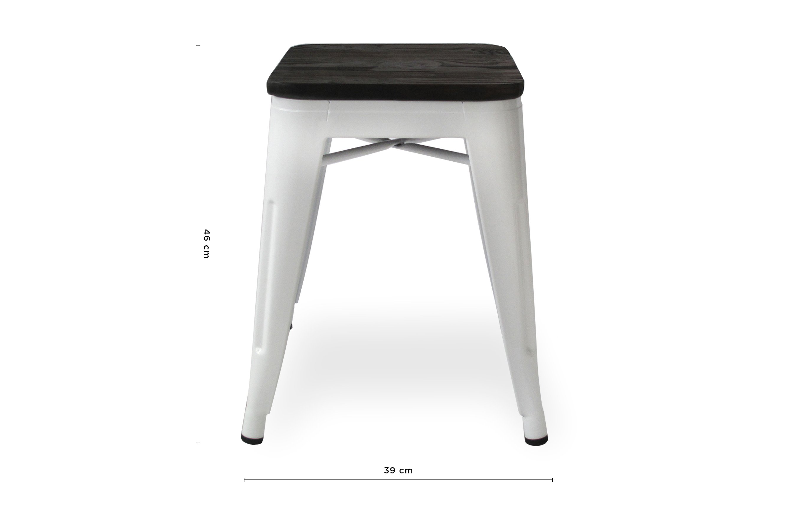 Amelie Stool 46cm – Matt White / Dark Elm Wood Seat 3