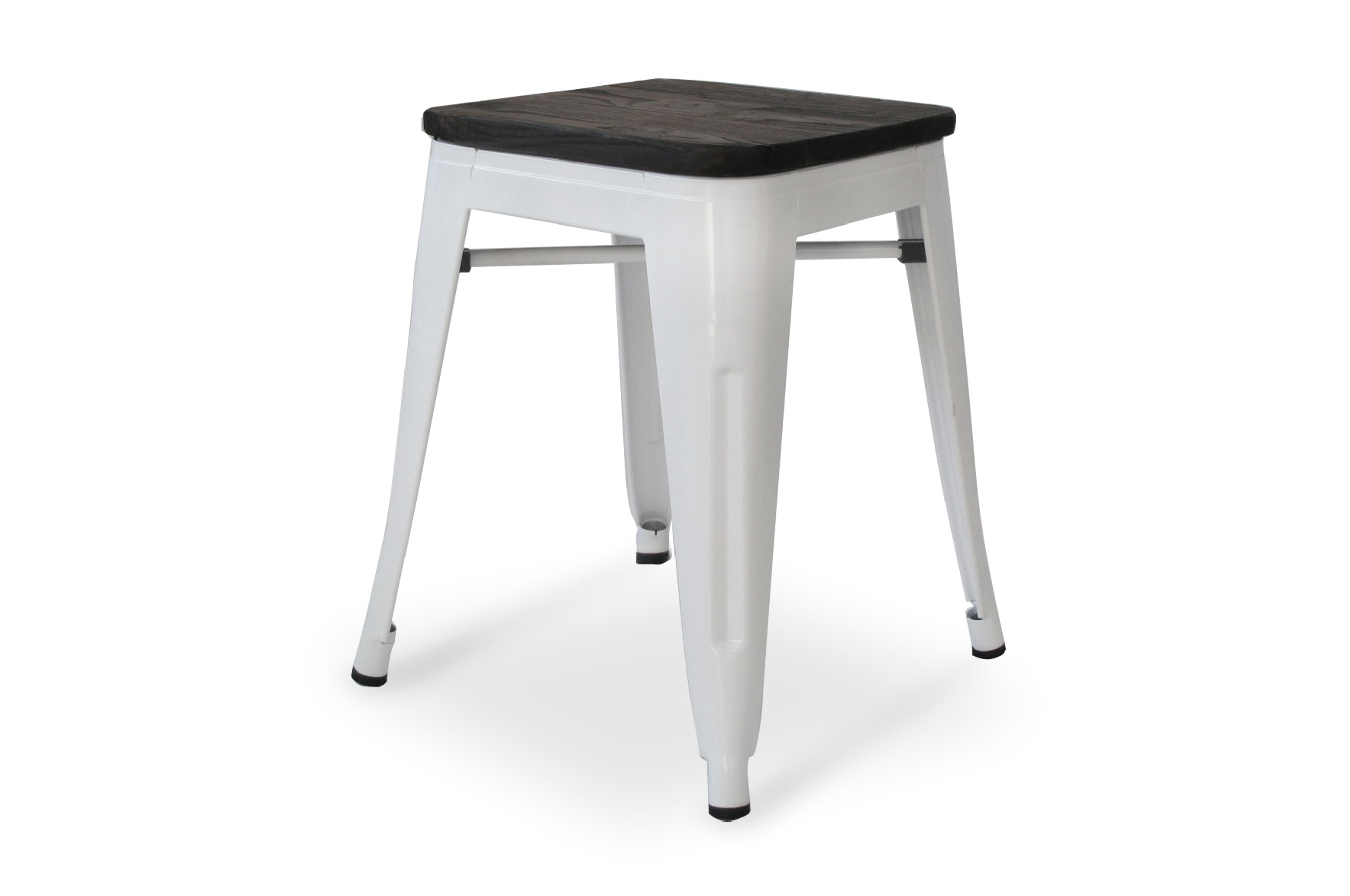 Amelie Stool 46cm – Matt White / Dark Elm Wood Seat 2