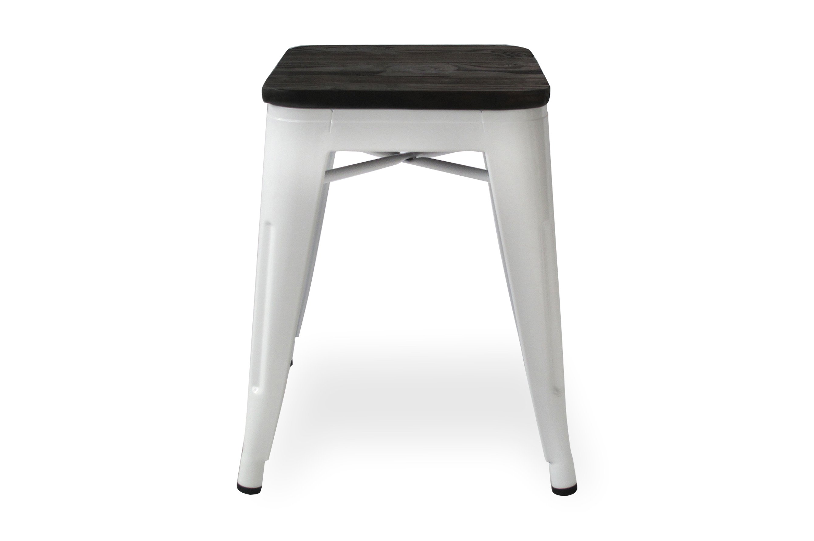 Amelie Stool 46cm – Matt White / Dark Elm Wood Seat 1
