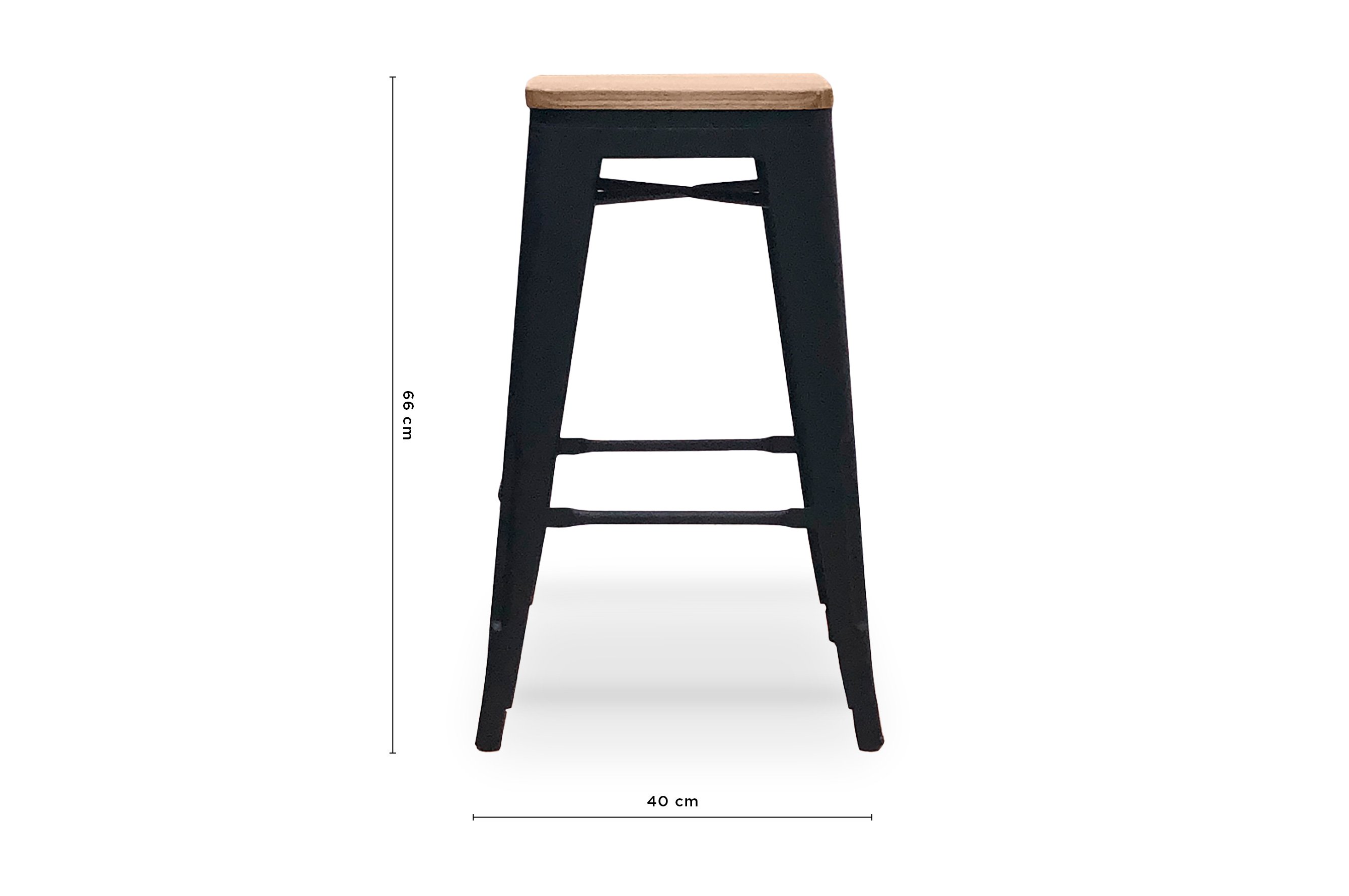 Amelie Stool 66cm – Matt Black / Dark Elm Wood 4