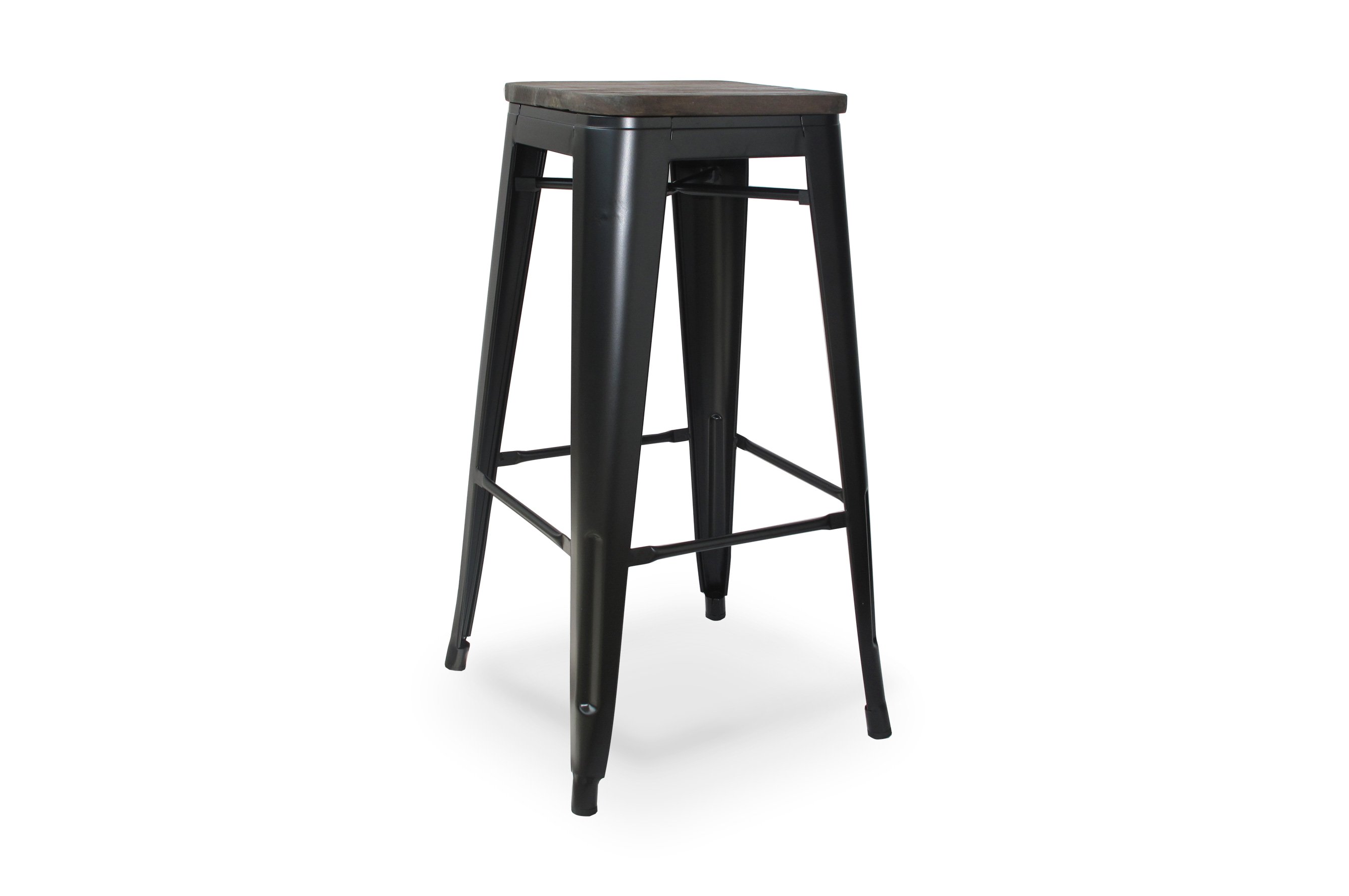 Amelie Stool 66cm – Matt Black / Dark Elm Wood 2