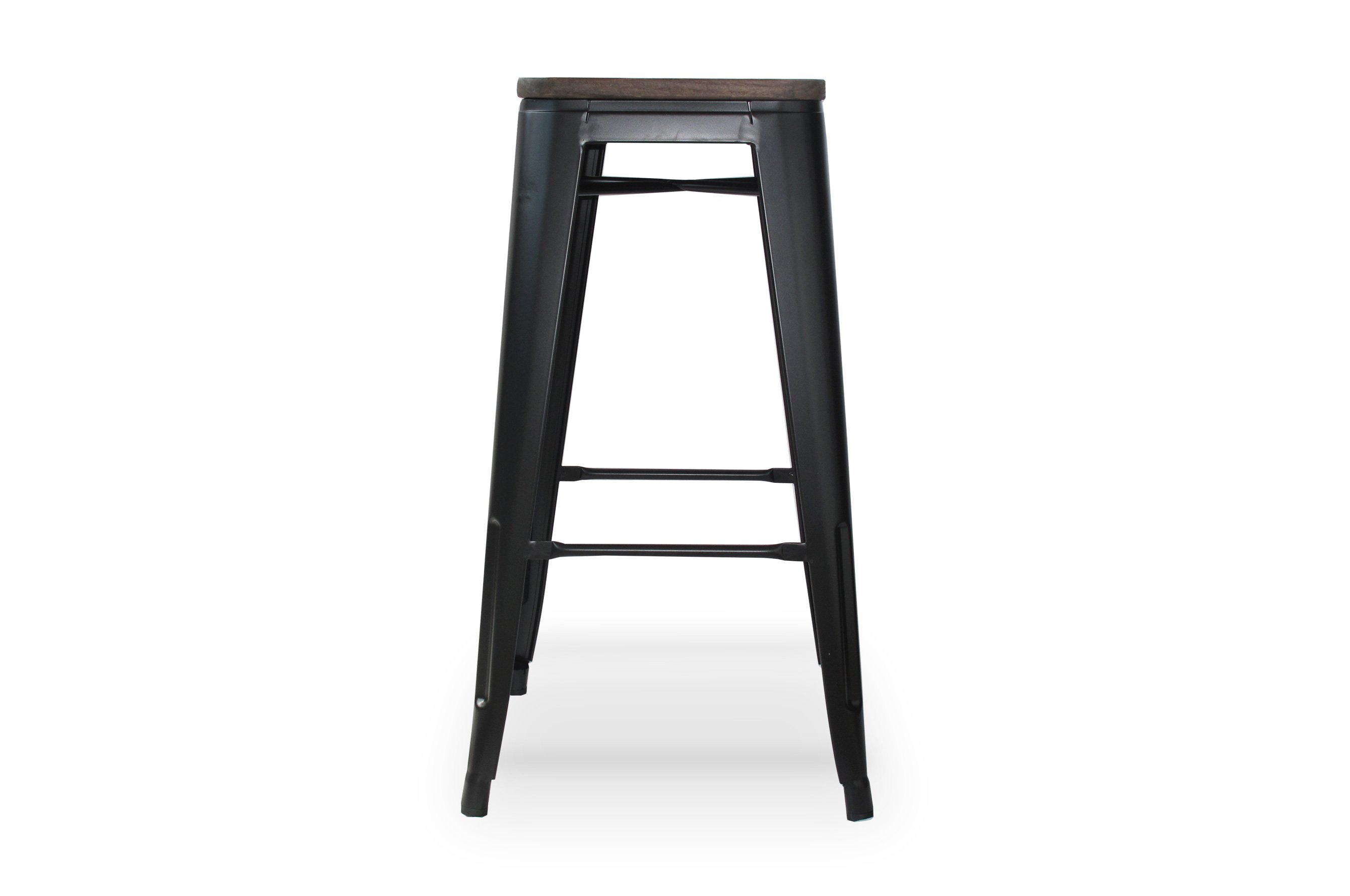 Amelie Stool 66cm – Matt Black / Dark Elm Wood 1