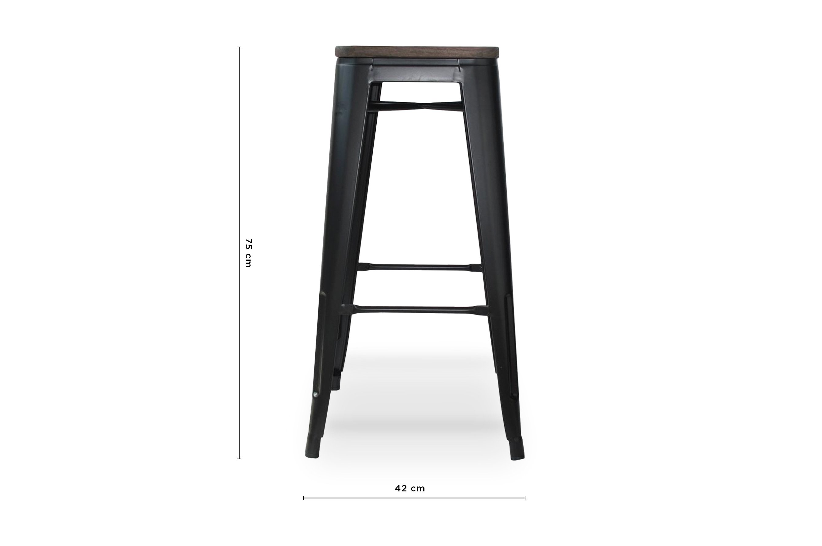 Amelie Stool 75cm – Matt Black / Dark Elm Wood 4