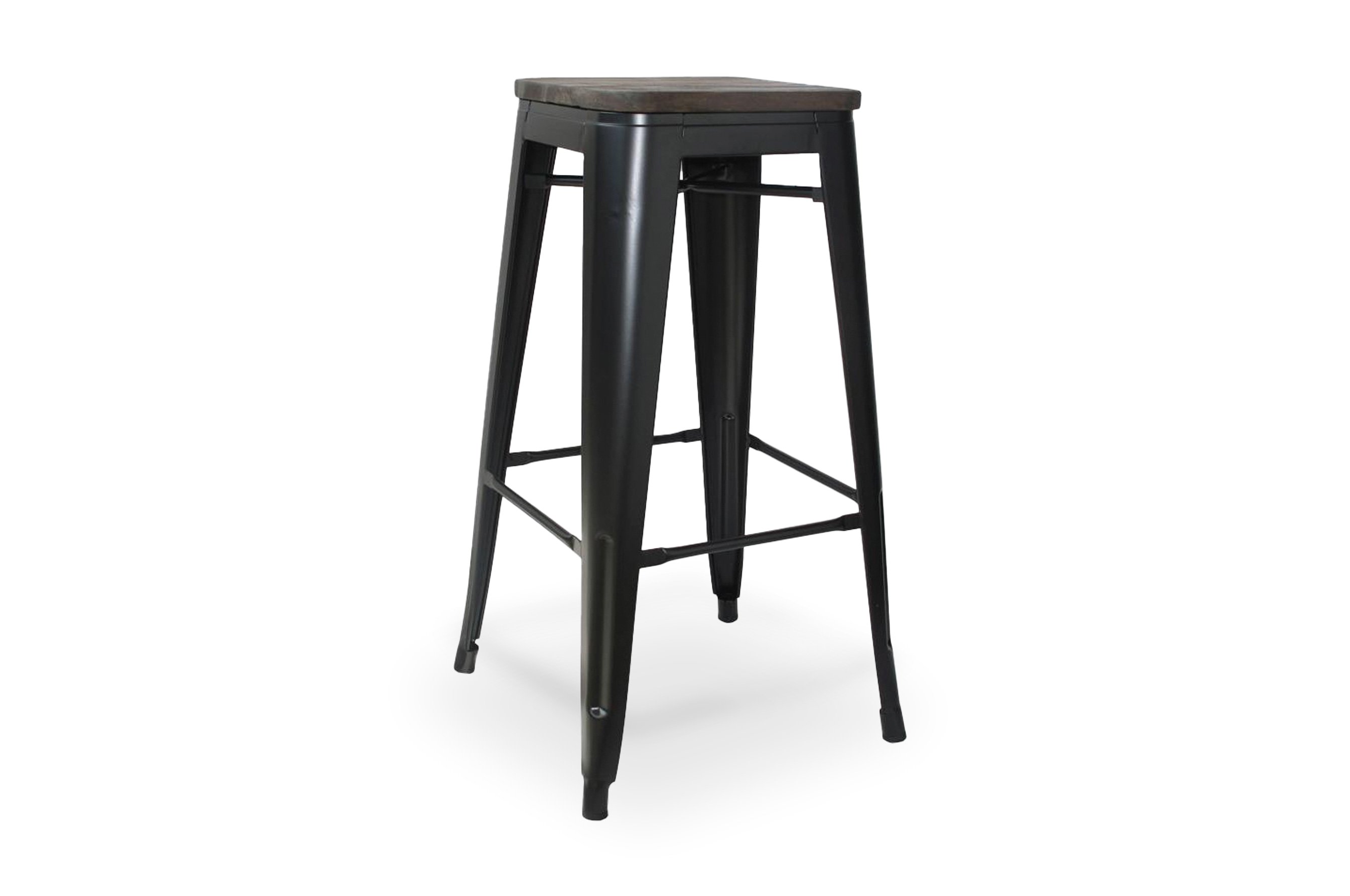 Amelie Stool 75cm – Matt Black / Dark Elm Wood 2