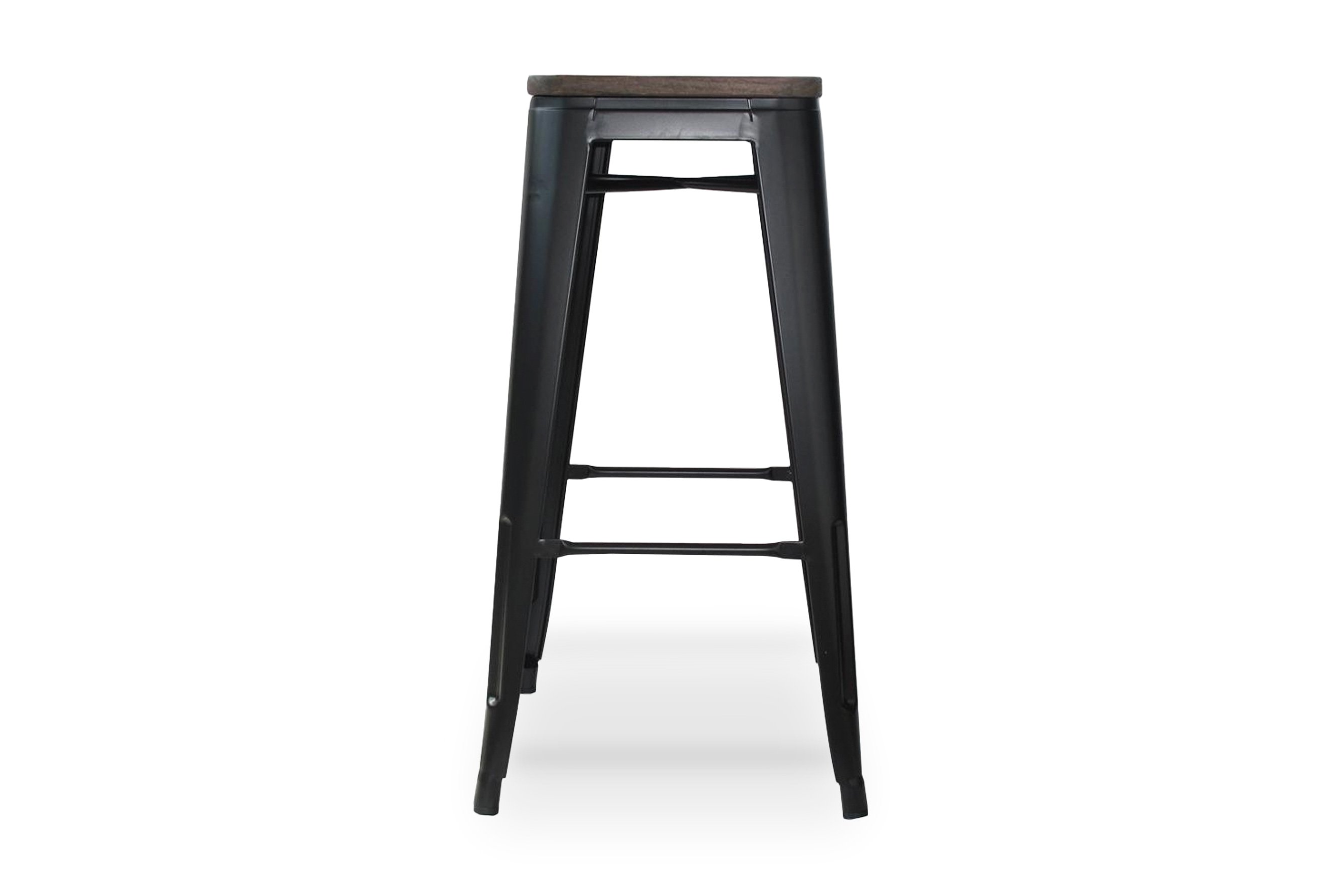 Amelie Stool 75cm – Matt Black / Dark Elm Wood 1