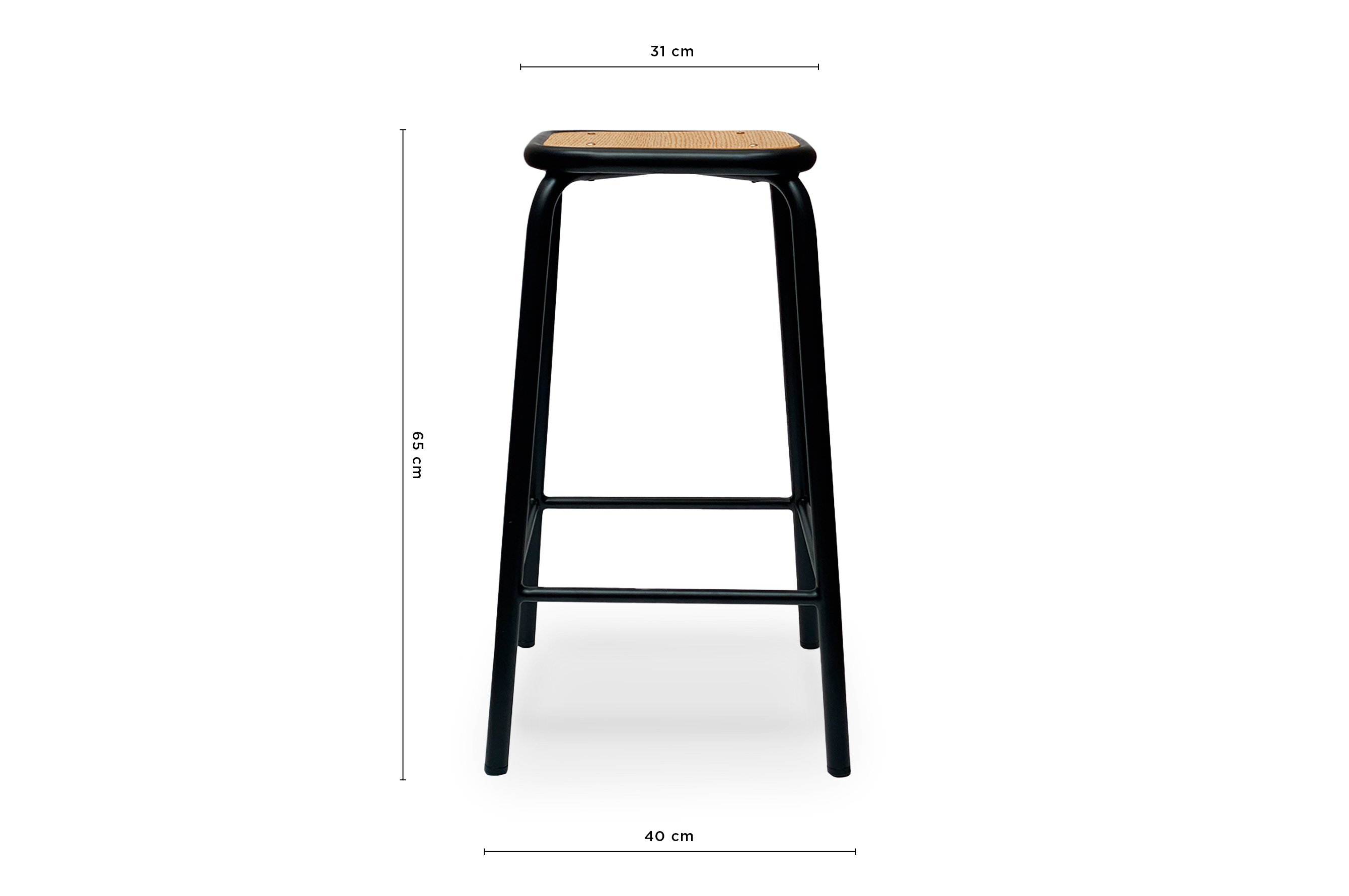 École Bistro Barstool 65cm – Matt Black / Natural Top 4
