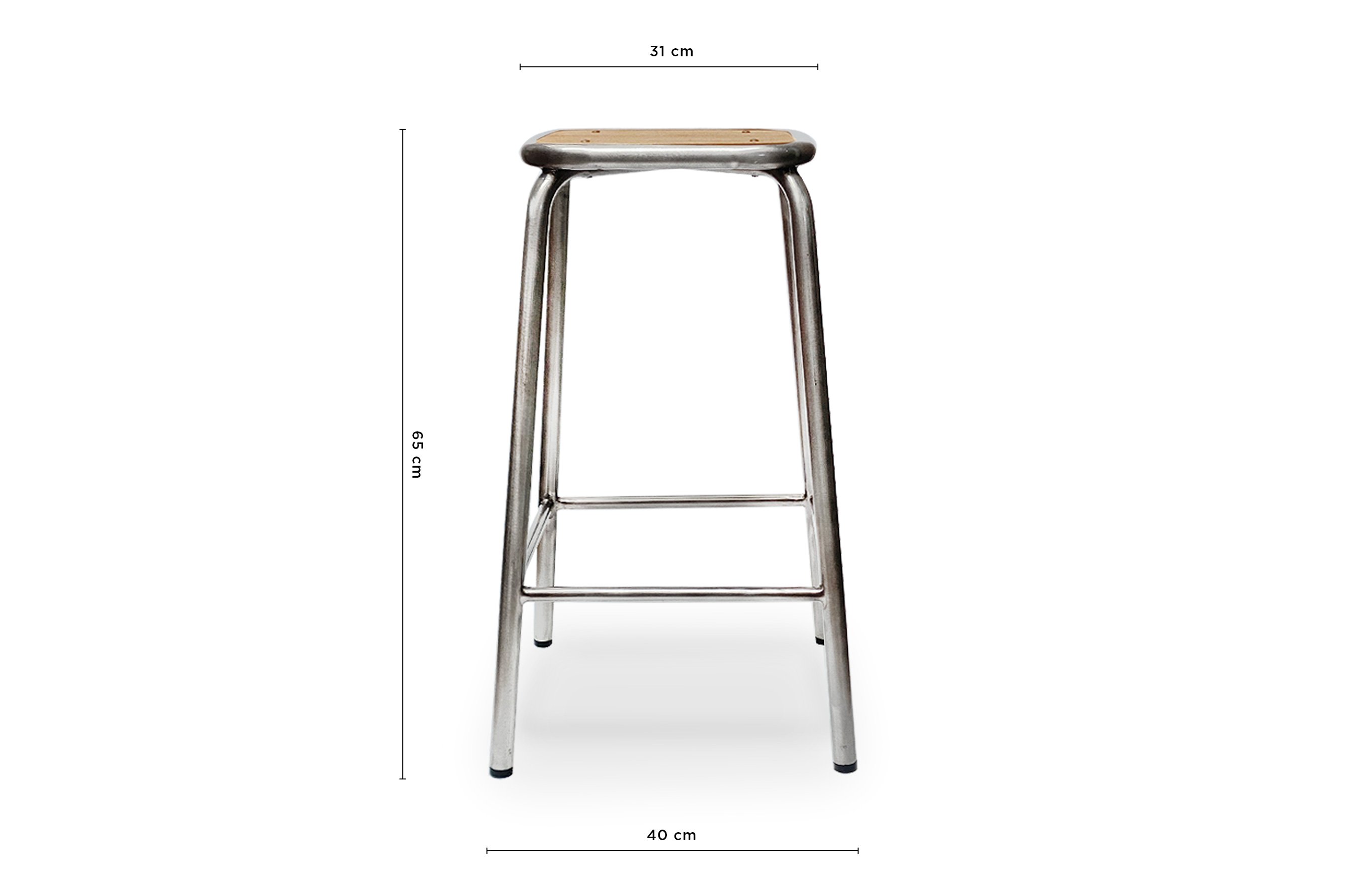 École Bistro Barstool 65cm – Gunmetal / Natural Top 4