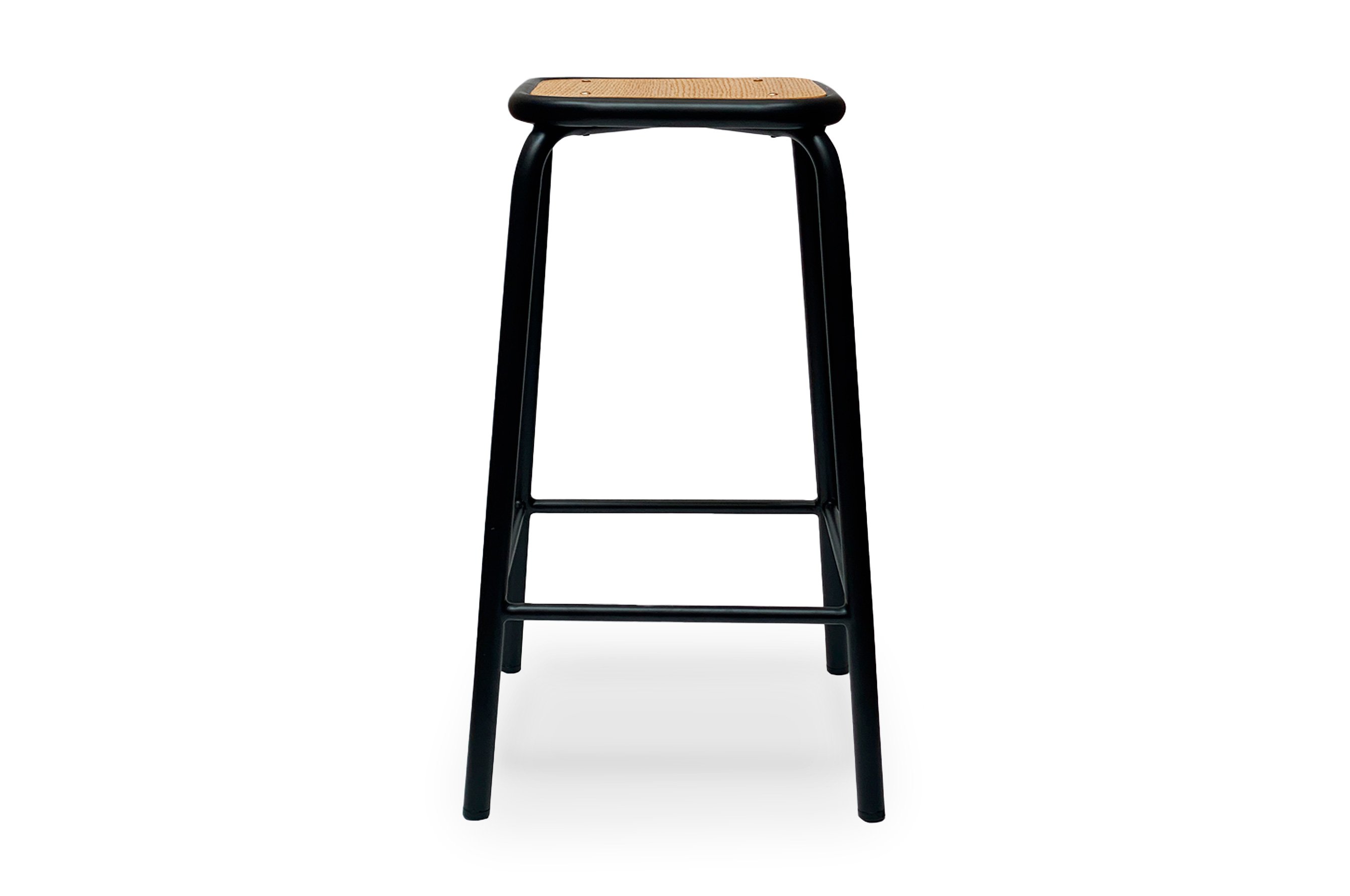 École Bistro Barstool 65cm – Matt Black / Natural Top 1