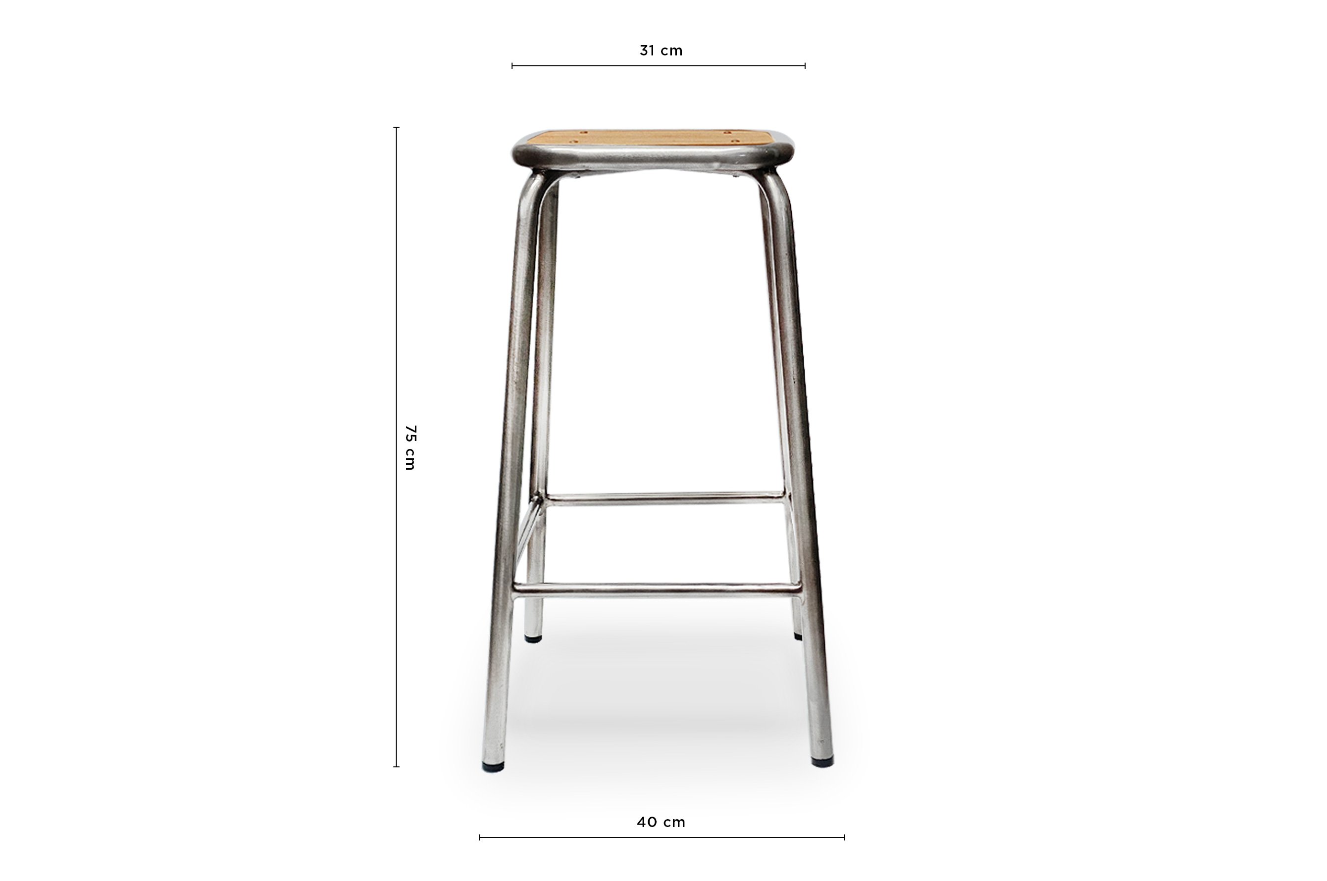 École Bistro Barstool 75cm – Gunmetal / Natural Top 4