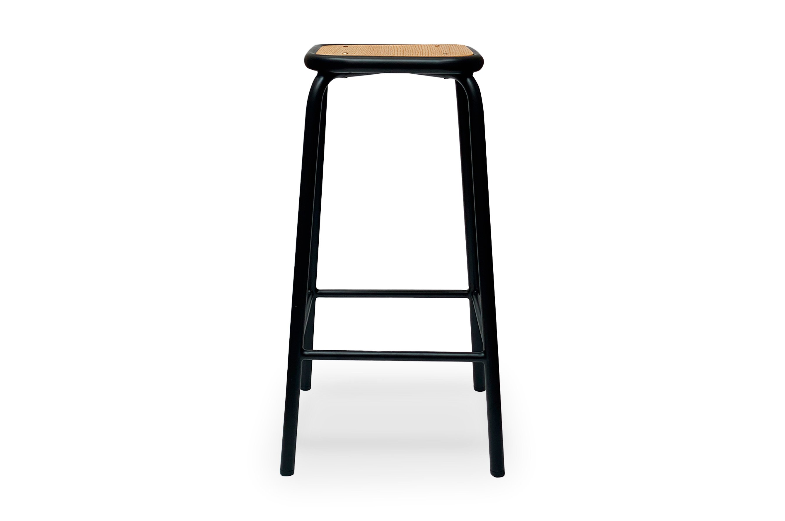 École Bistro Barstool 75cm – Matt Black / Natural Top 1