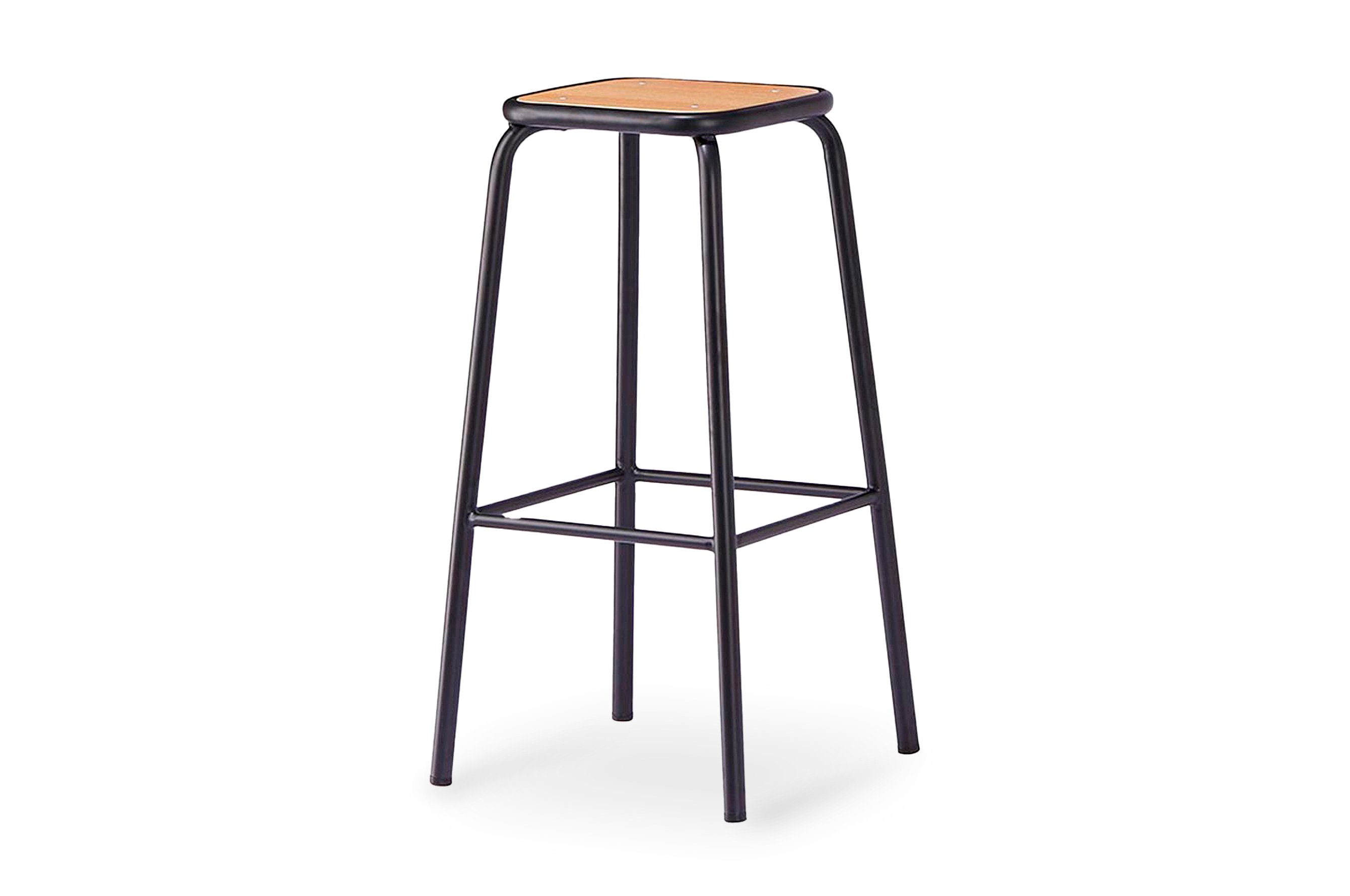 École Bistro Barstool 75cm – Matt Black / Natural Top 2