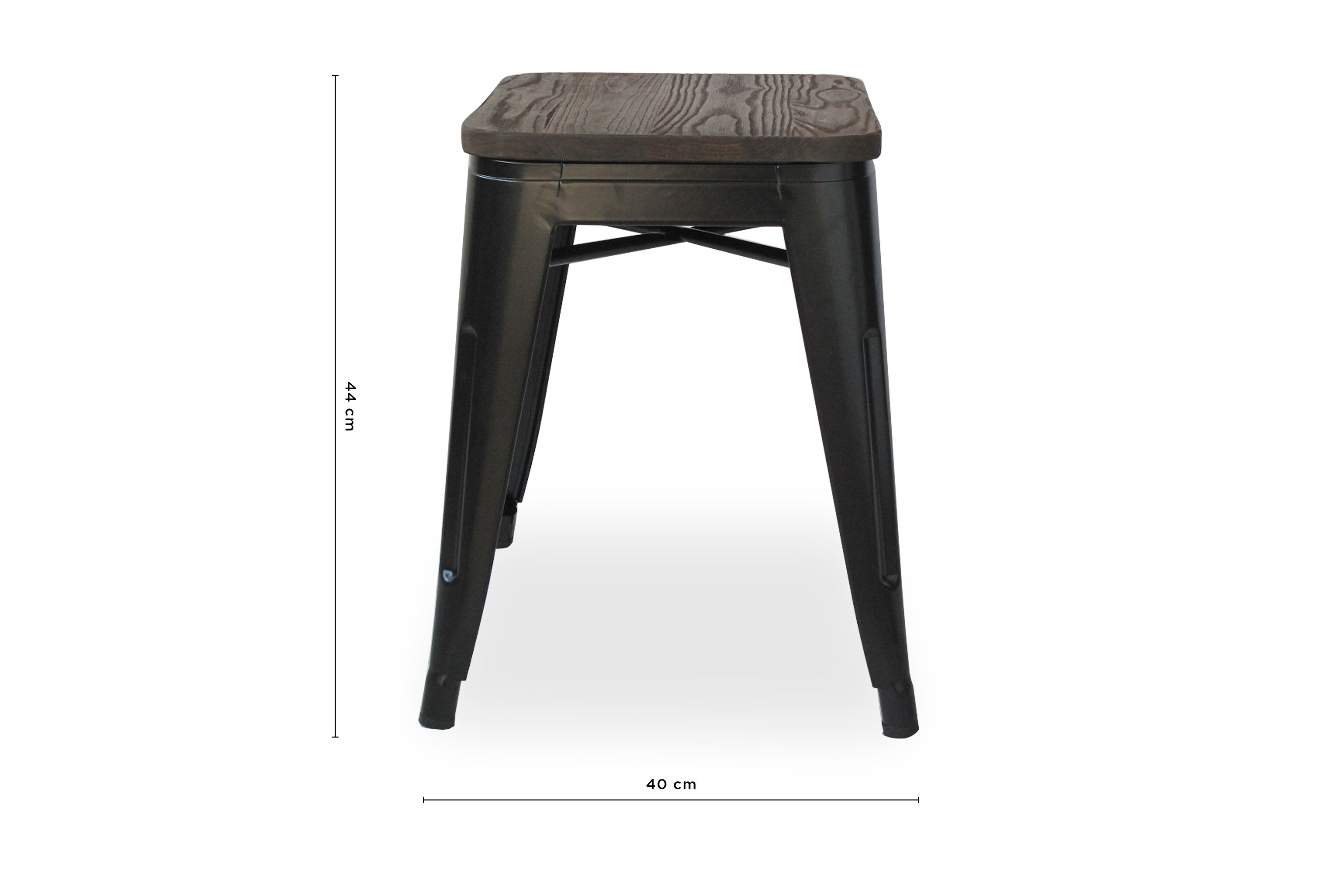 Amelie Stool 46cm – Matt Black / Dark Elm Wood Seat 4