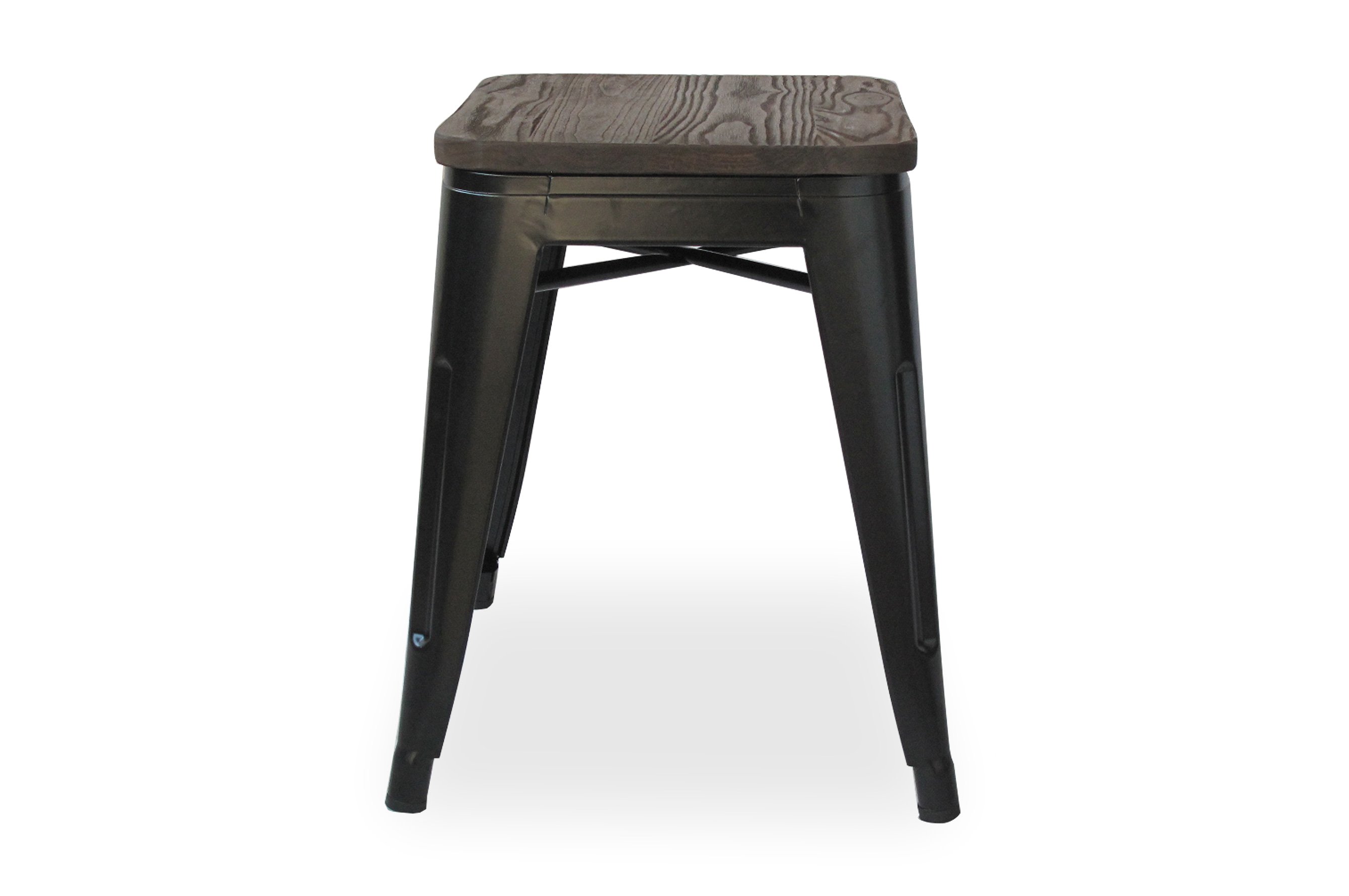 Amelie Stool 46cm – Matt Black / Dark Elm Wood Seat 1
