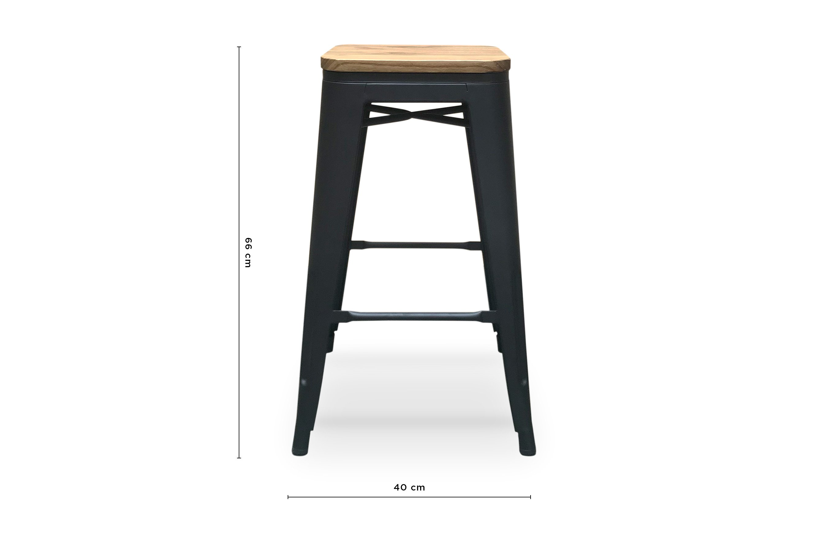 Amelie Stool 66cm – Matt Black / Natural Elm Wood 4