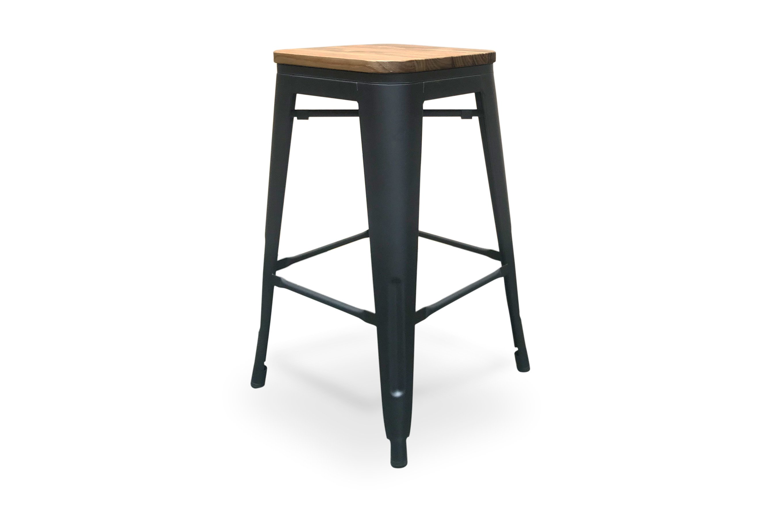 Amelie Stool 66cm – Matt Black / Natural Elm Wood 2