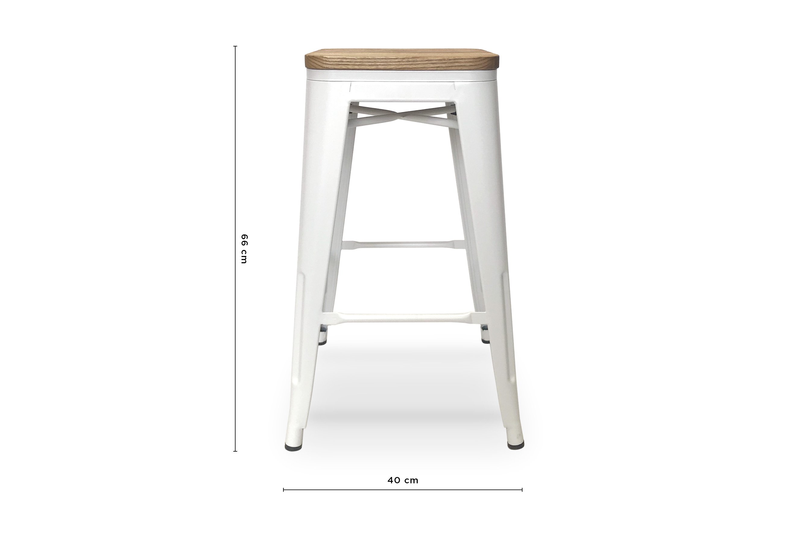 Amelie Stool 66cm – Matt White / Natural Elm Wood 4